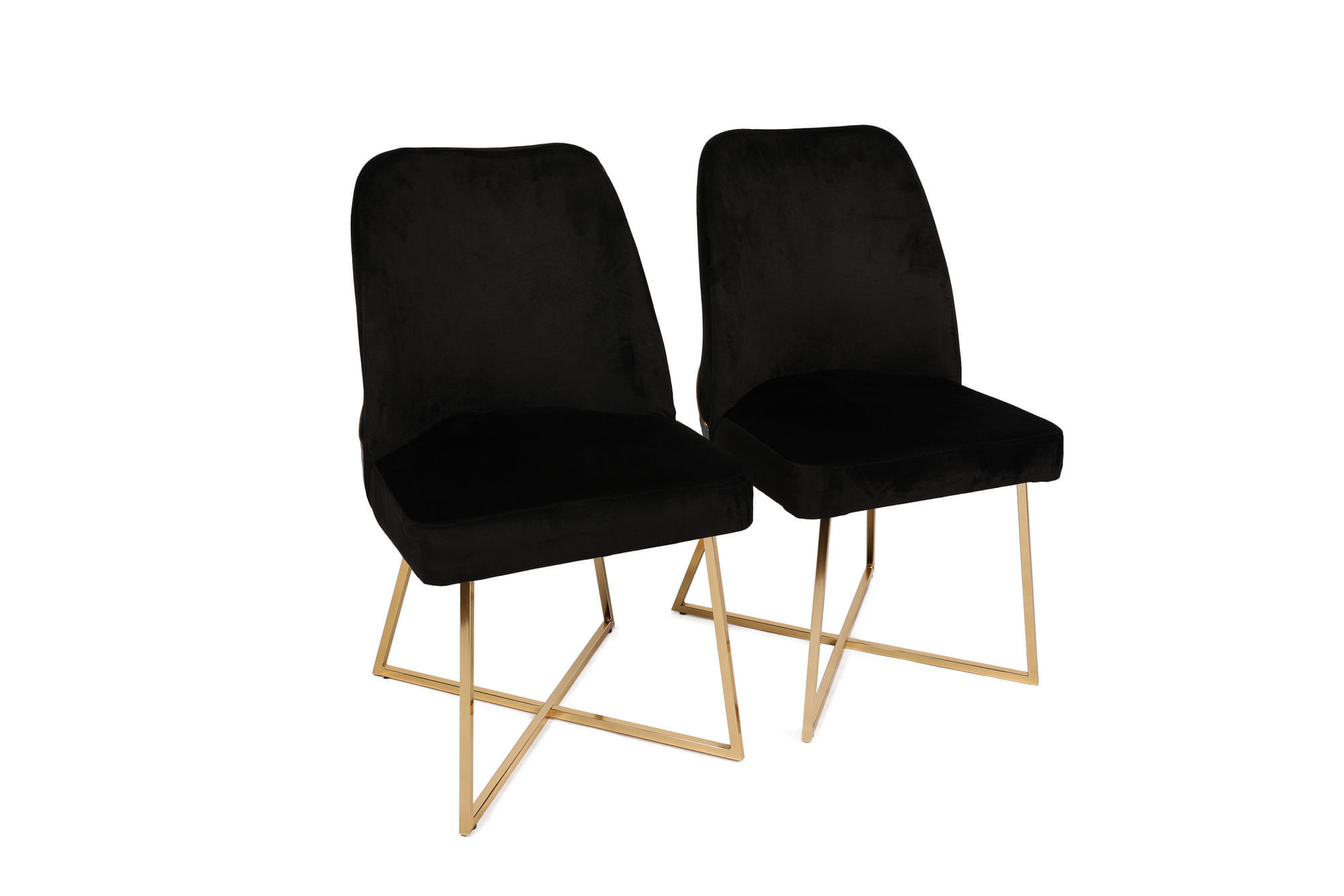 Set scaune, Hanah Home, metal, catifea, auriu negru, 50x49x90 cm
