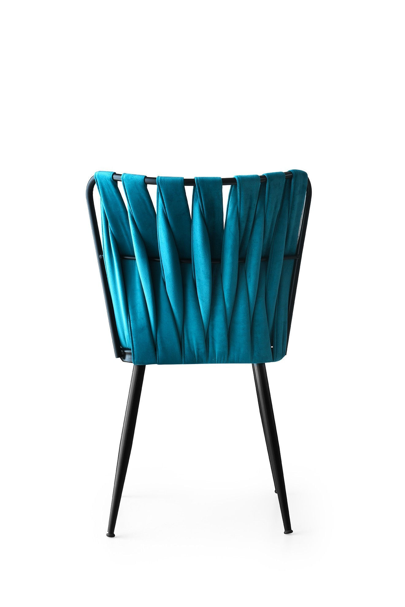 Set scaune, Hanah Home, metal, catifea, negru si albastru, 43x43x82 cm — imaginea 4