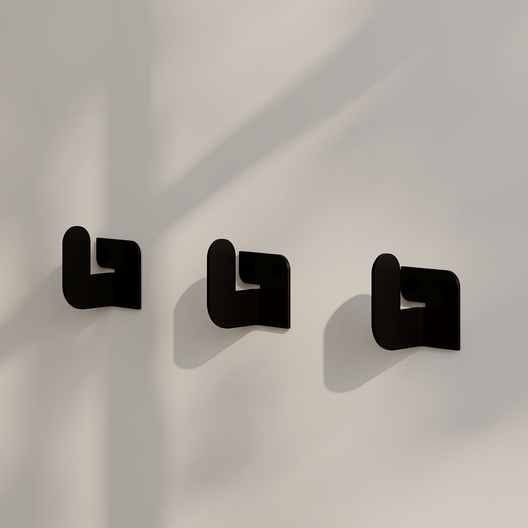 Cuiere, Wallxpert, metal, negru, 3,2x4,2x3,4 cm, set 3 bucati — imaginea 3