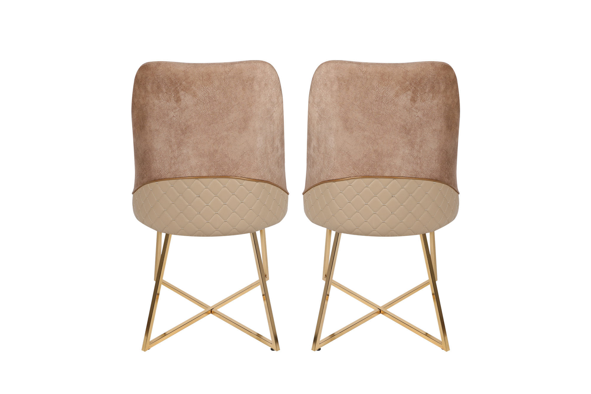 Set scaune, Hanah Home, metal, catifea sau piele ecologica, auriu maro, 50x49x90 cm, 2 bucati — imaginea 4