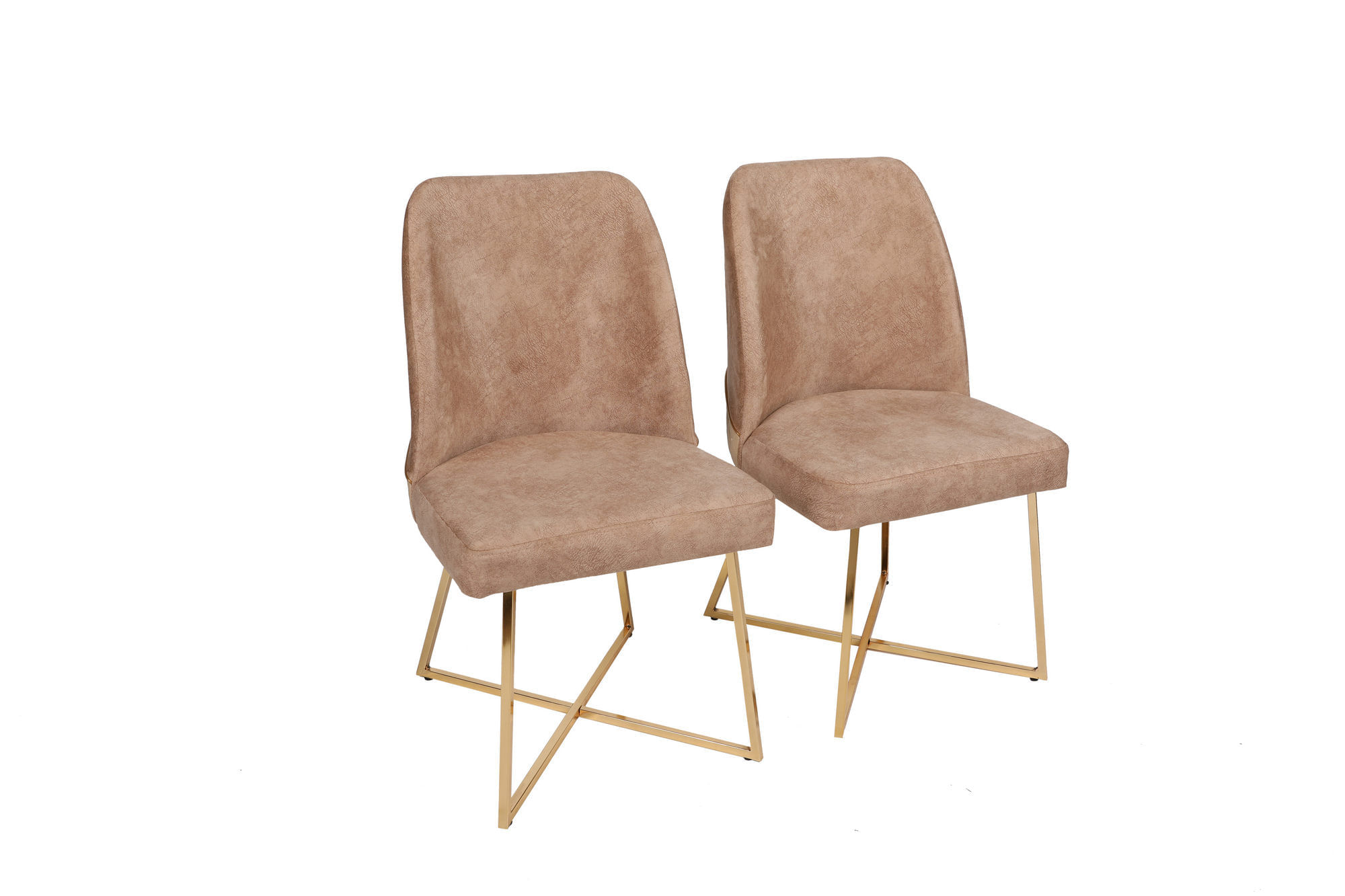Set scaune, Hanah Home, metal, catifea sau piele ecologica, auriu maro, 50x49x90 cm, 2 bucati — imaginea 5