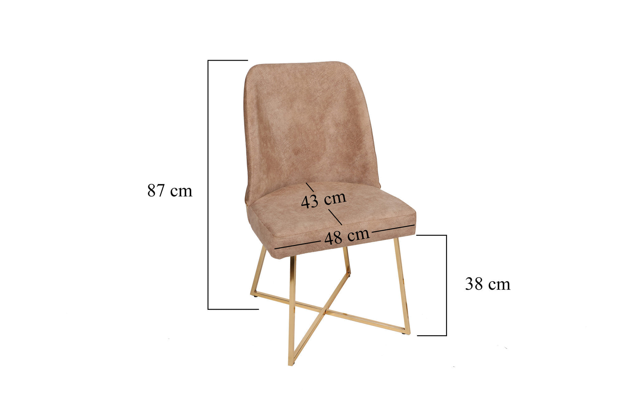 Set scaune, Hanah Home, metal, catifea sau piele ecologica, auriu maro, 50x49x90 cm, 2 bucati — imaginea 11