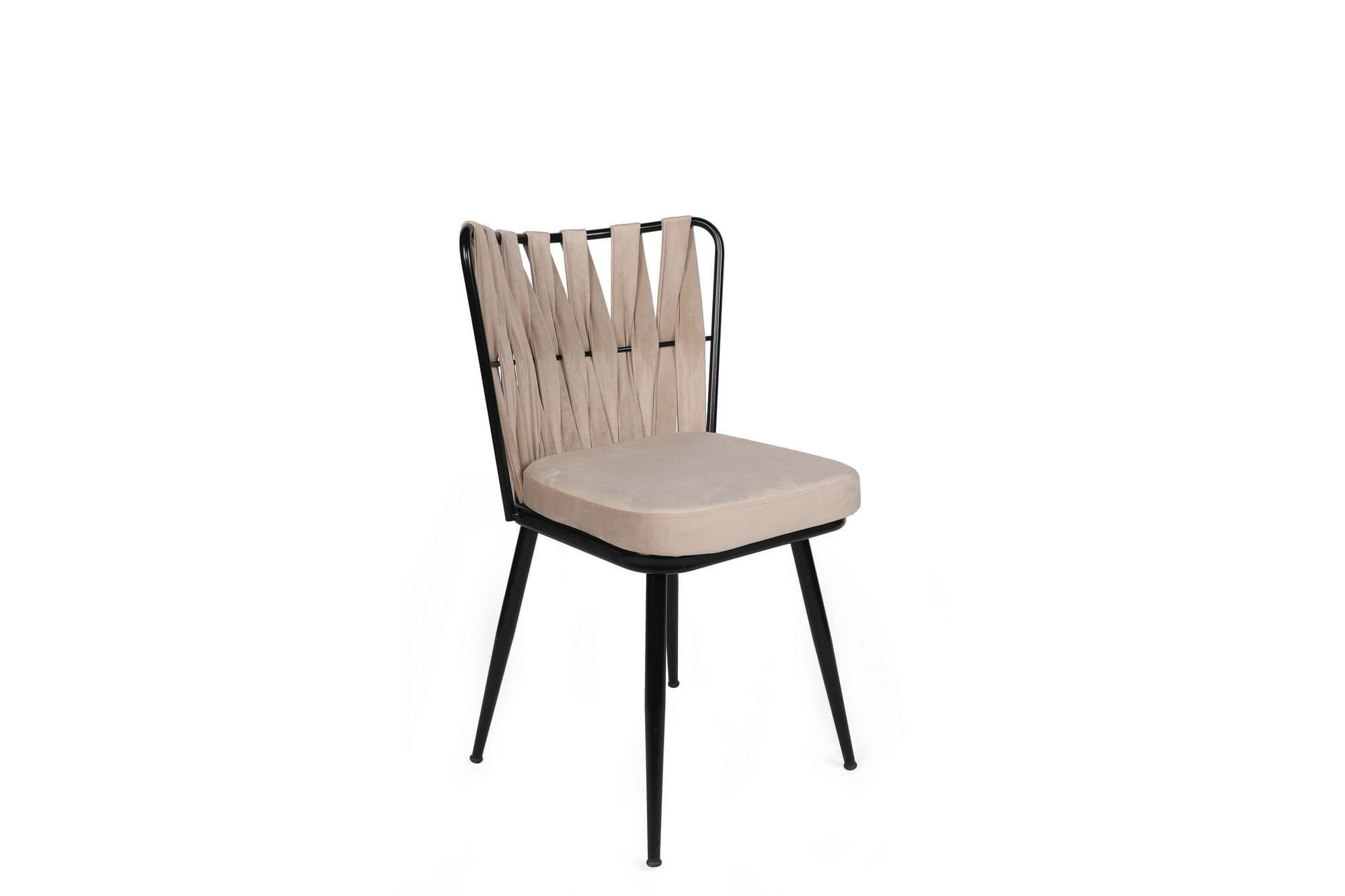 Set scaune, Hanah Home, metal, catifea, crem si negru, 43x43x82 cm, 4 bucati — imaginea 5