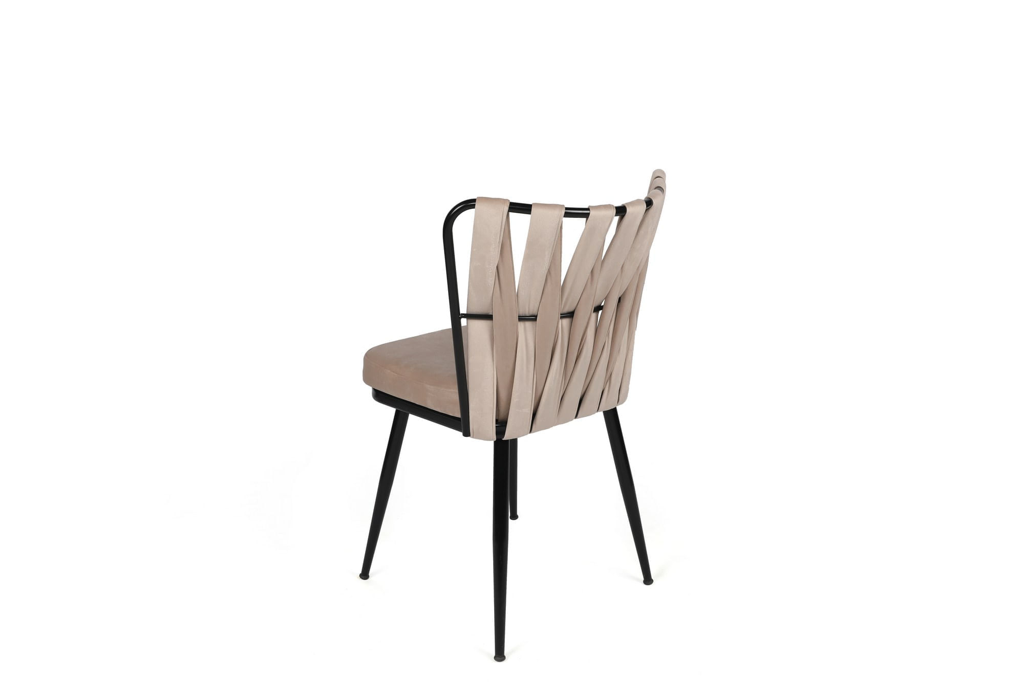 Set scaune, Hanah Home, metal, catifea, crem si negru, 43x43x82 cm, 4 bucati — imaginea 6