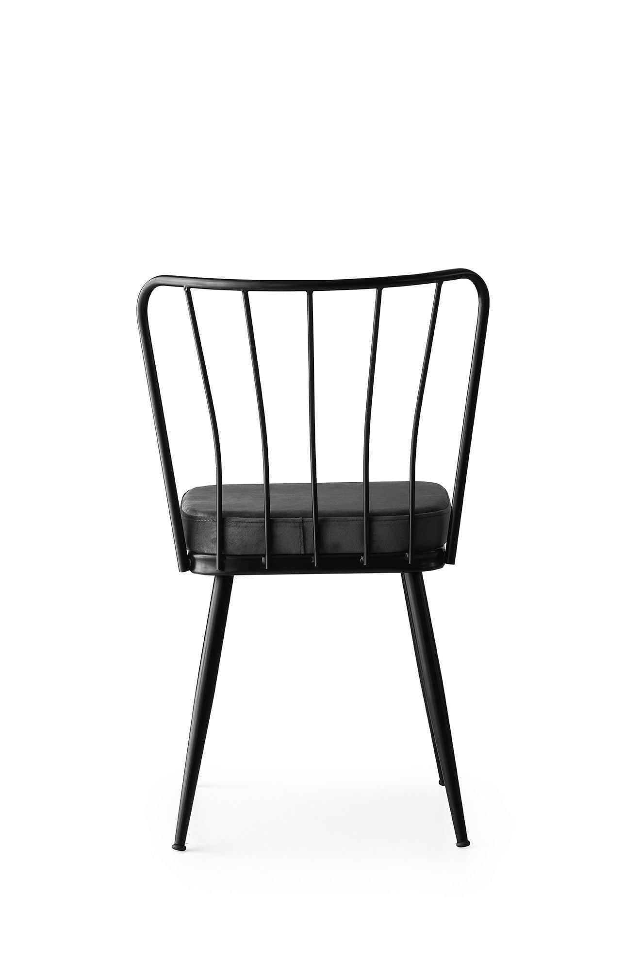 Set scaune, Hanah Home, metal, catifea, negru, 43x42x82 cm, 974NMB1185 — imaginea 4