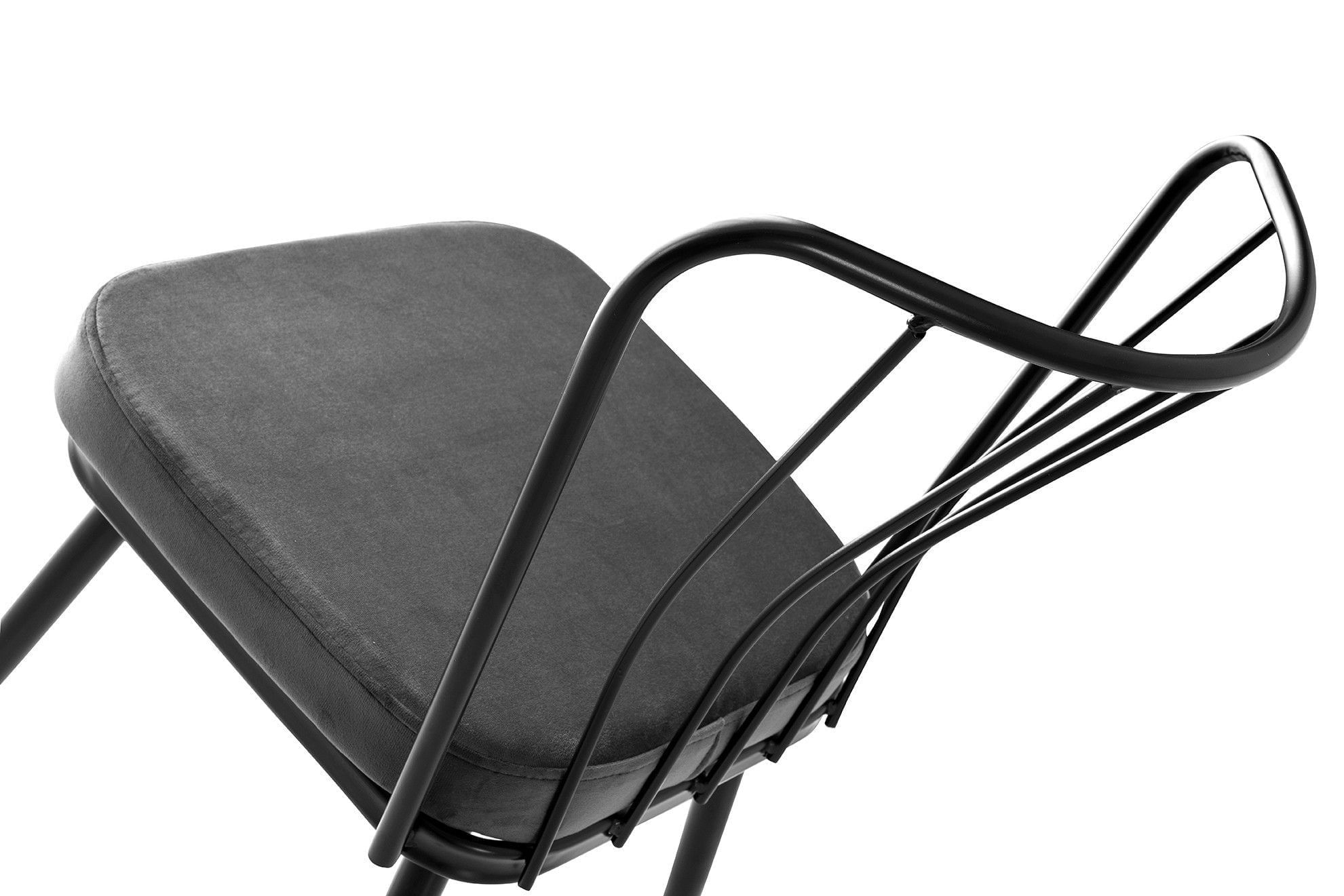 Set scaune, Hanah Home, metal, catifea, negru, 43x42x82 cm, 974NMB1185 — imaginea 5
