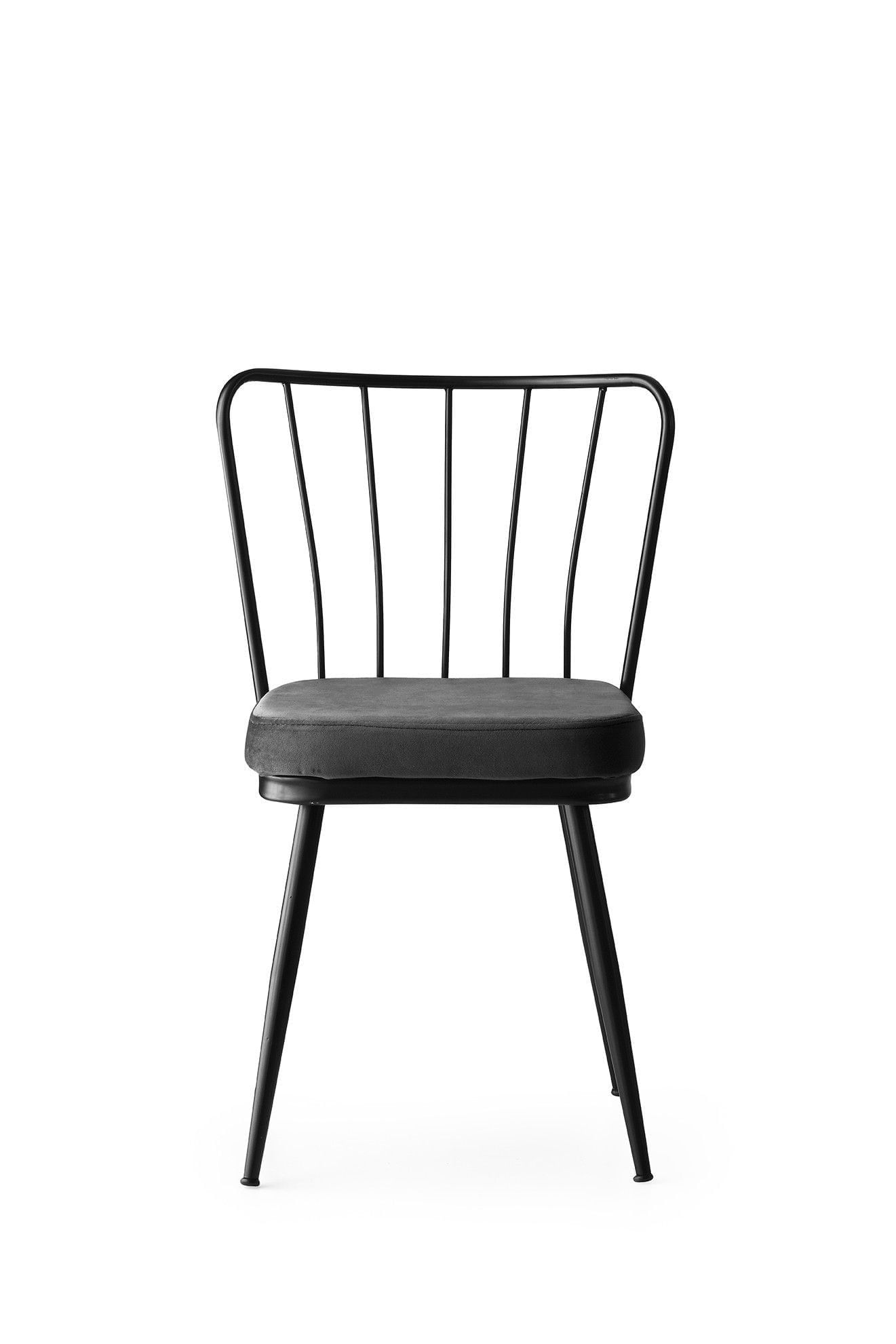 Set scaune, Hanah Home, metal, catifea, negru, 43x42x82 cm, 974NMB1185 — imaginea 6