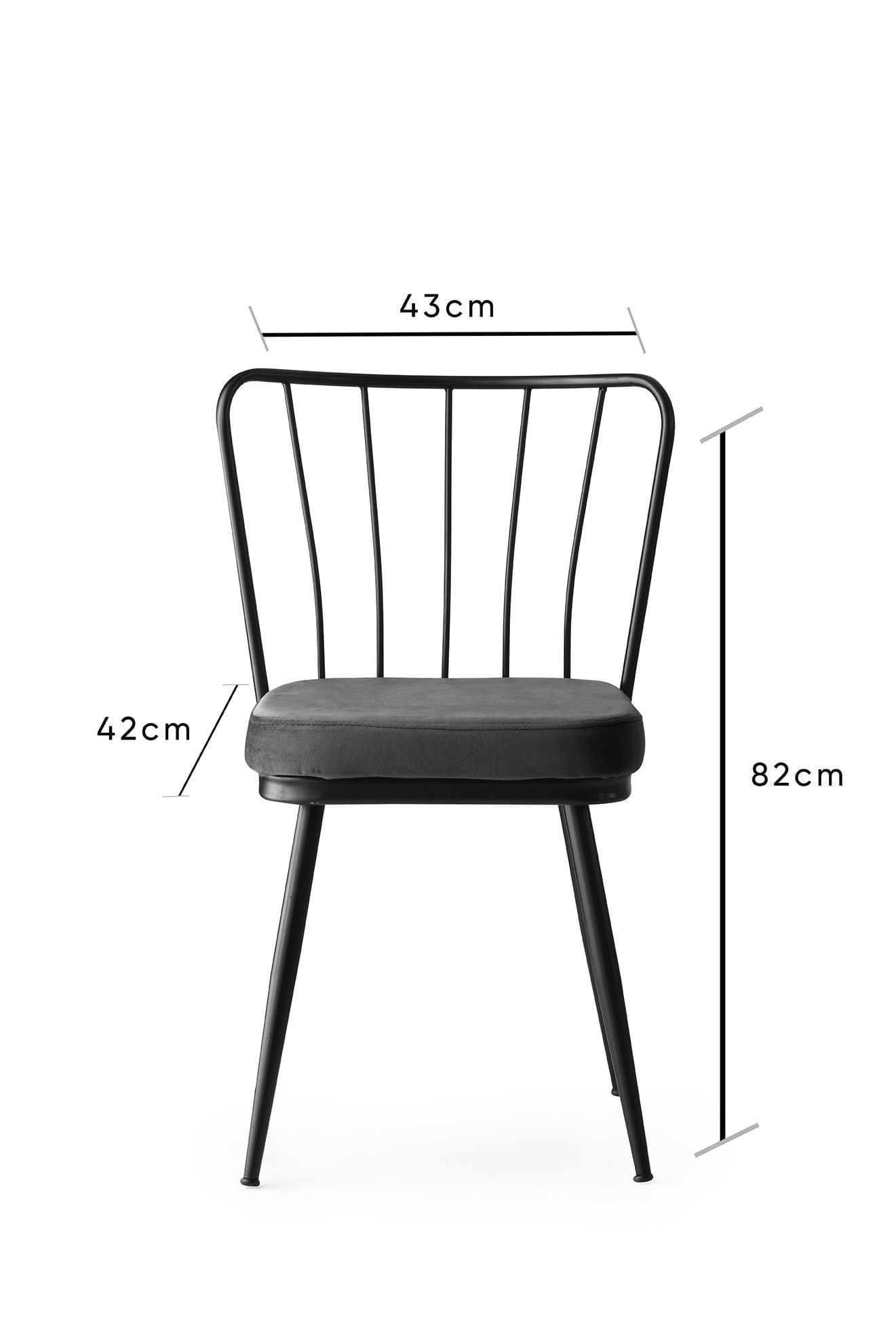 Set scaune, Hanah Home, metal, catifea, negru, 43x42x82 cm, 974NMB1185 — imaginea 7
