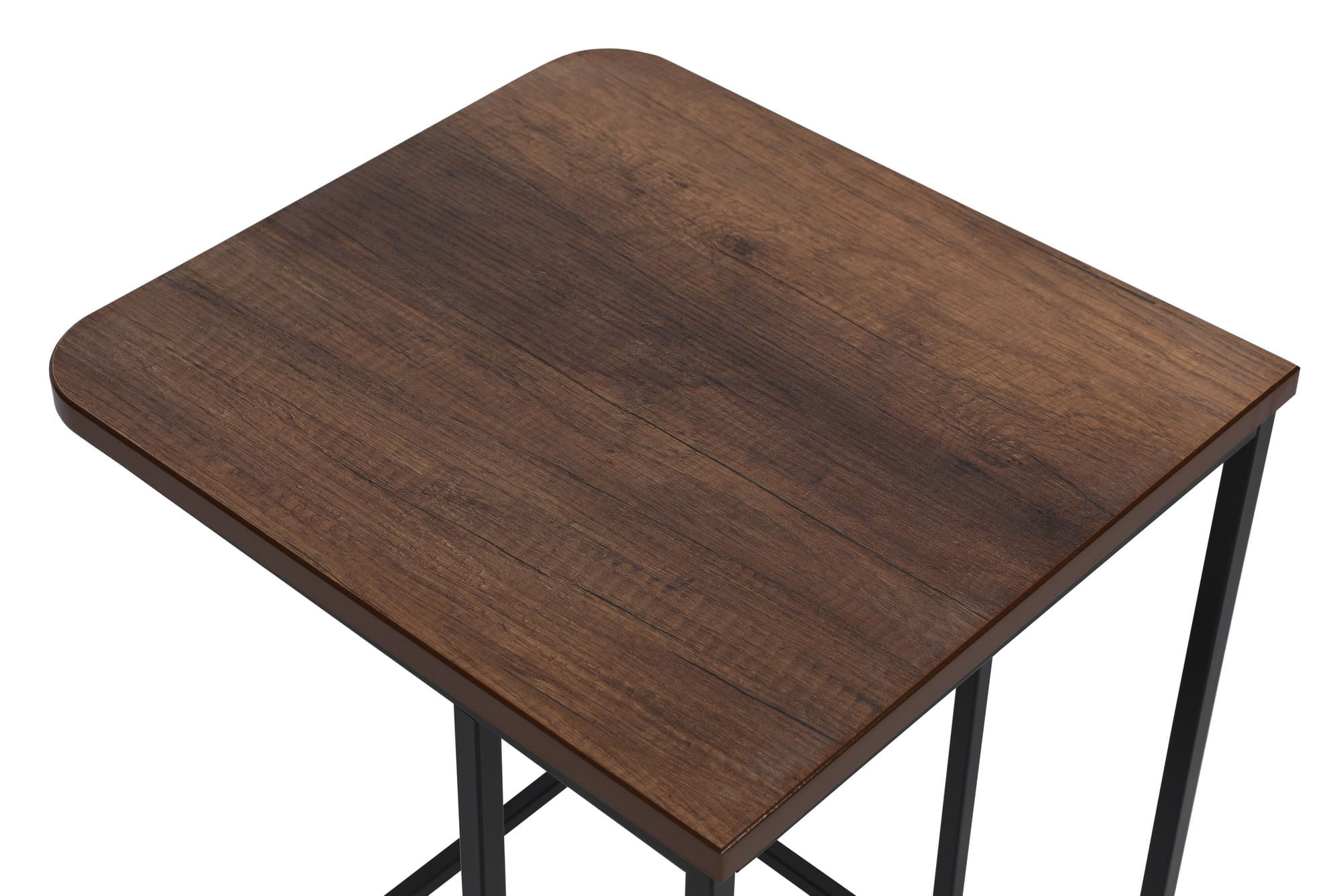 Set masute cuib, Hanah Home, metal si mdf, nuc si negru, 41x46x48.8 cm, 36x44x53.8 cm, 31x42x59 cm — imaginea 8