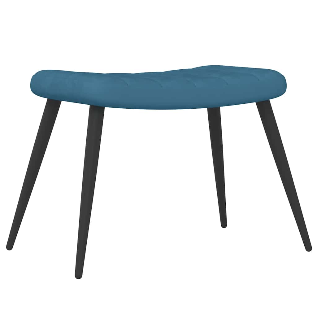 Fotoliu de relaxare cu taburet, albastru, catifea — imaginea 7
