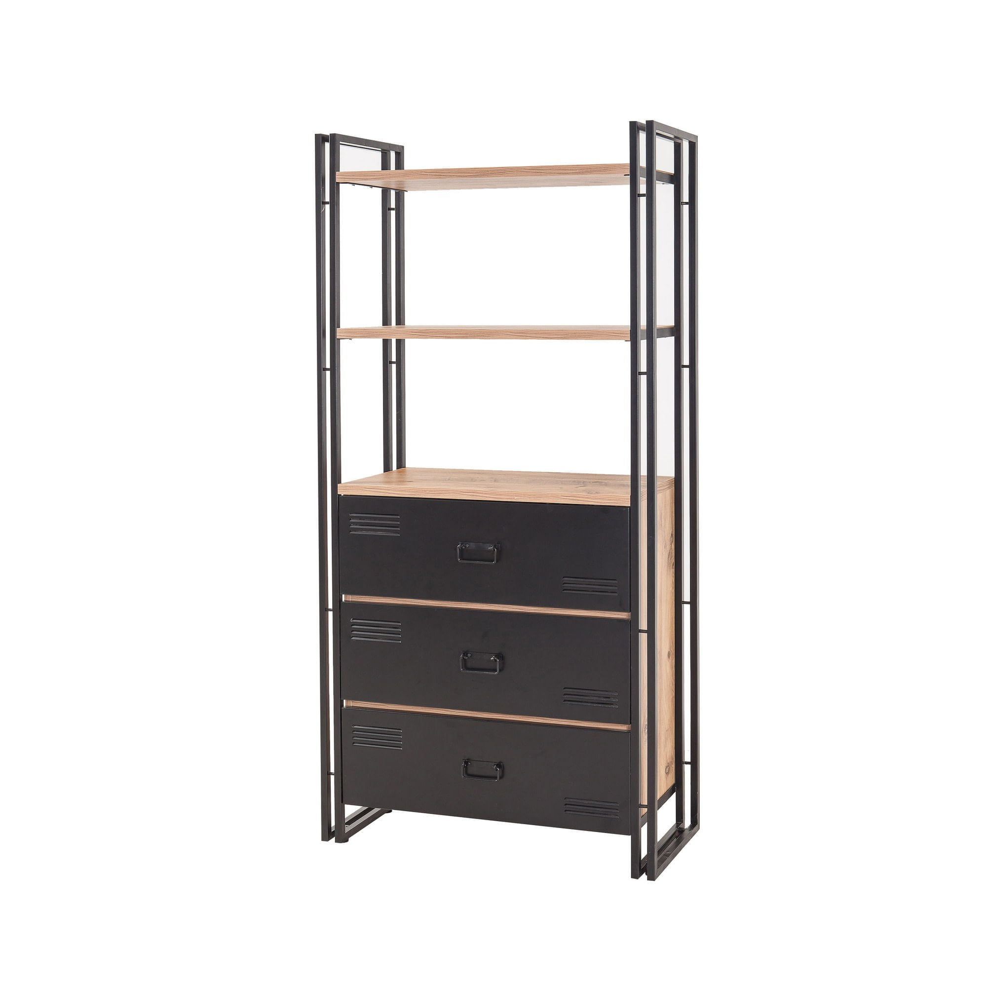 Set mobilier birou, Hanah Home, pal melaminat, pin atlantic si negru, birou 139x60x75 cm, raft 90x35x180 cm — imaginea 10