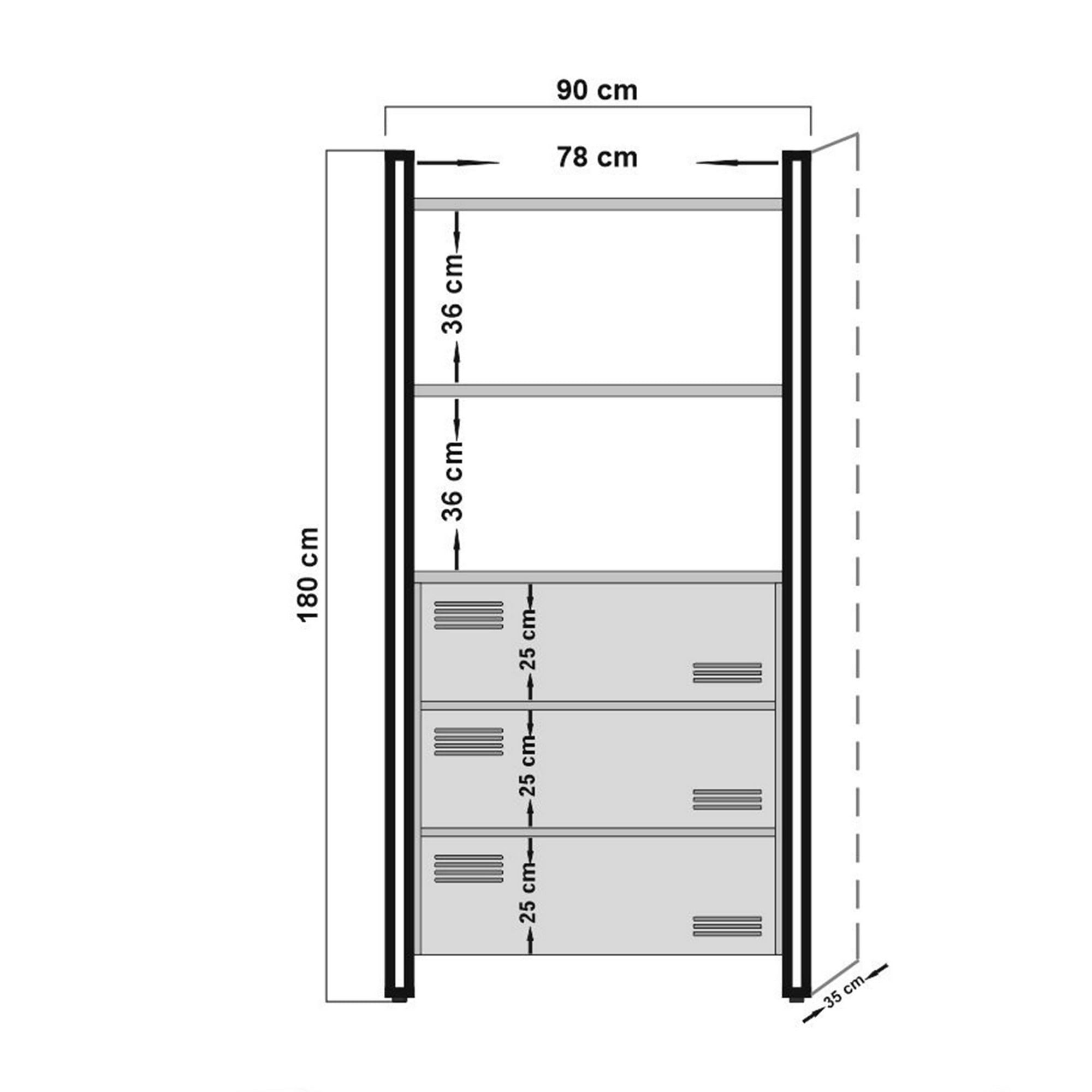 Set mobilier birou, Hanah Home, pal melaminat, pin atlantic si negru, birou 139x60x75 cm, raft 90x35x180 cm — imaginea 12