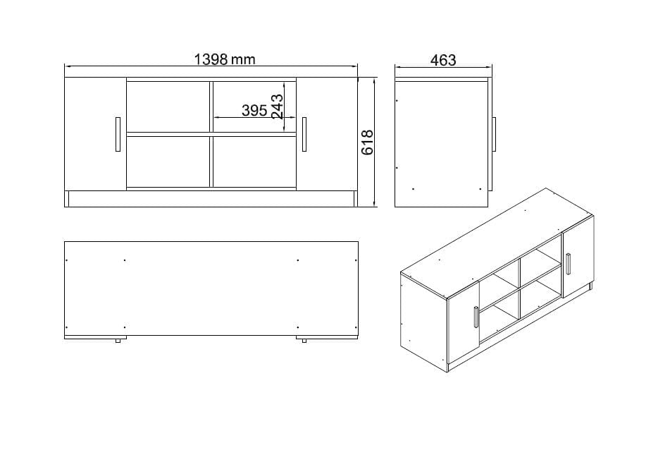 Set mobilier birou, Hanah Home, pal melaminat, stejar si negru, 5 piese — imaginea 7