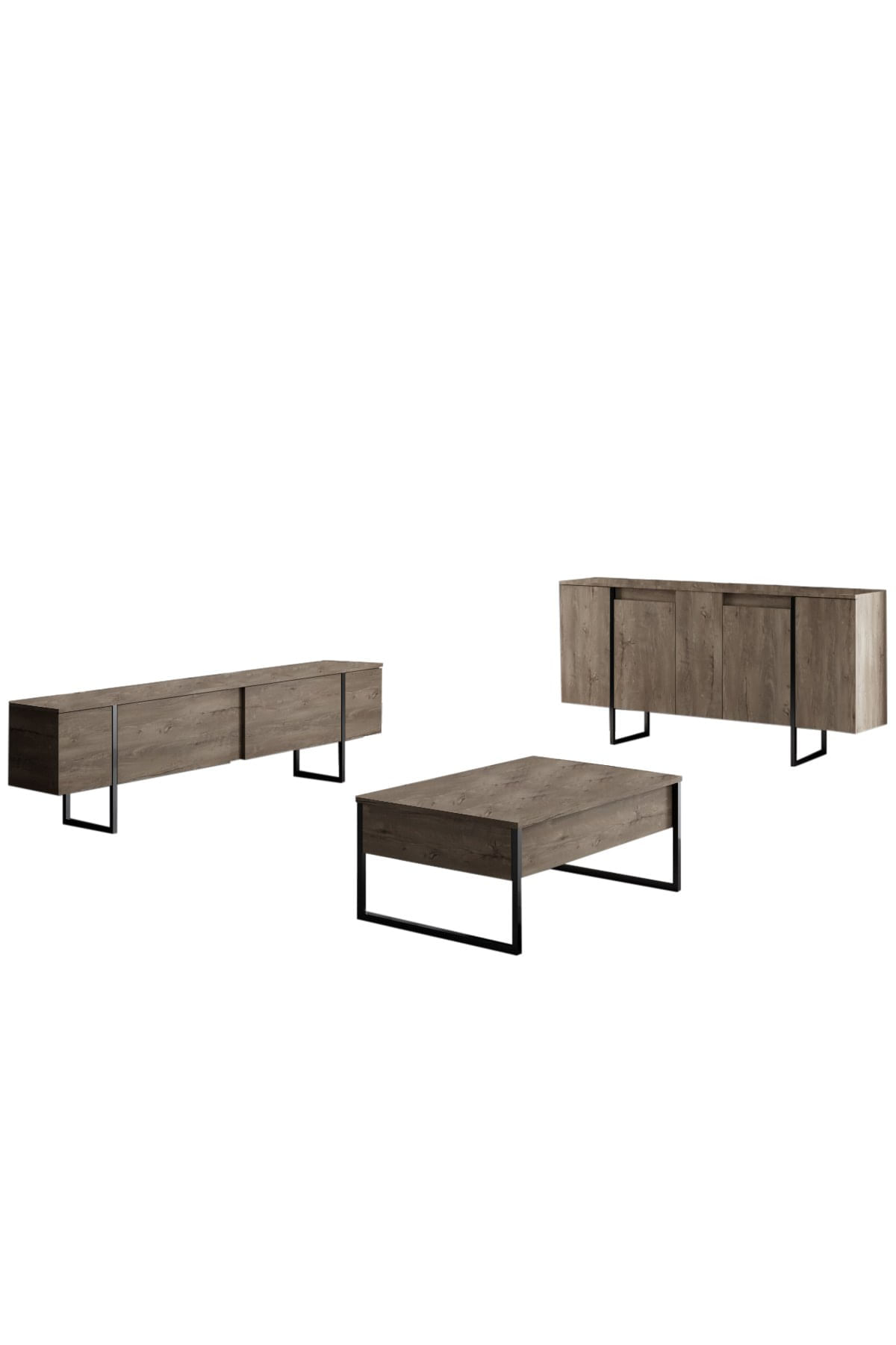 Set mobilier living, Hanah Home, pal melaminat, nuc, negru