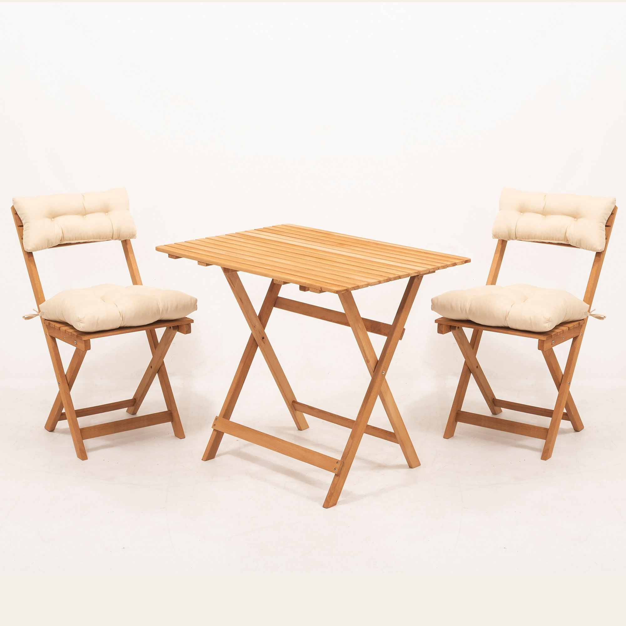 Set masa si scaune gradina, Hanah Home, lemn fag, natural crem, masa 80x60x72 cm, 2 scaune 40x30x81 cm, 644MYD1151 — imaginea 3