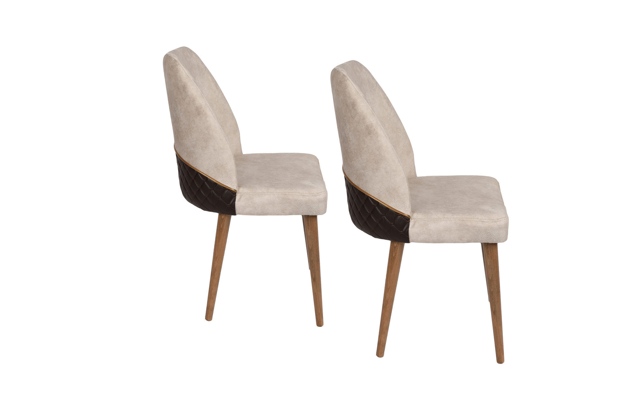 Set scaune, Hanah Home, catifea, crem si nuc, 50x49x90 cm, 974NMB1205 — imaginea 4