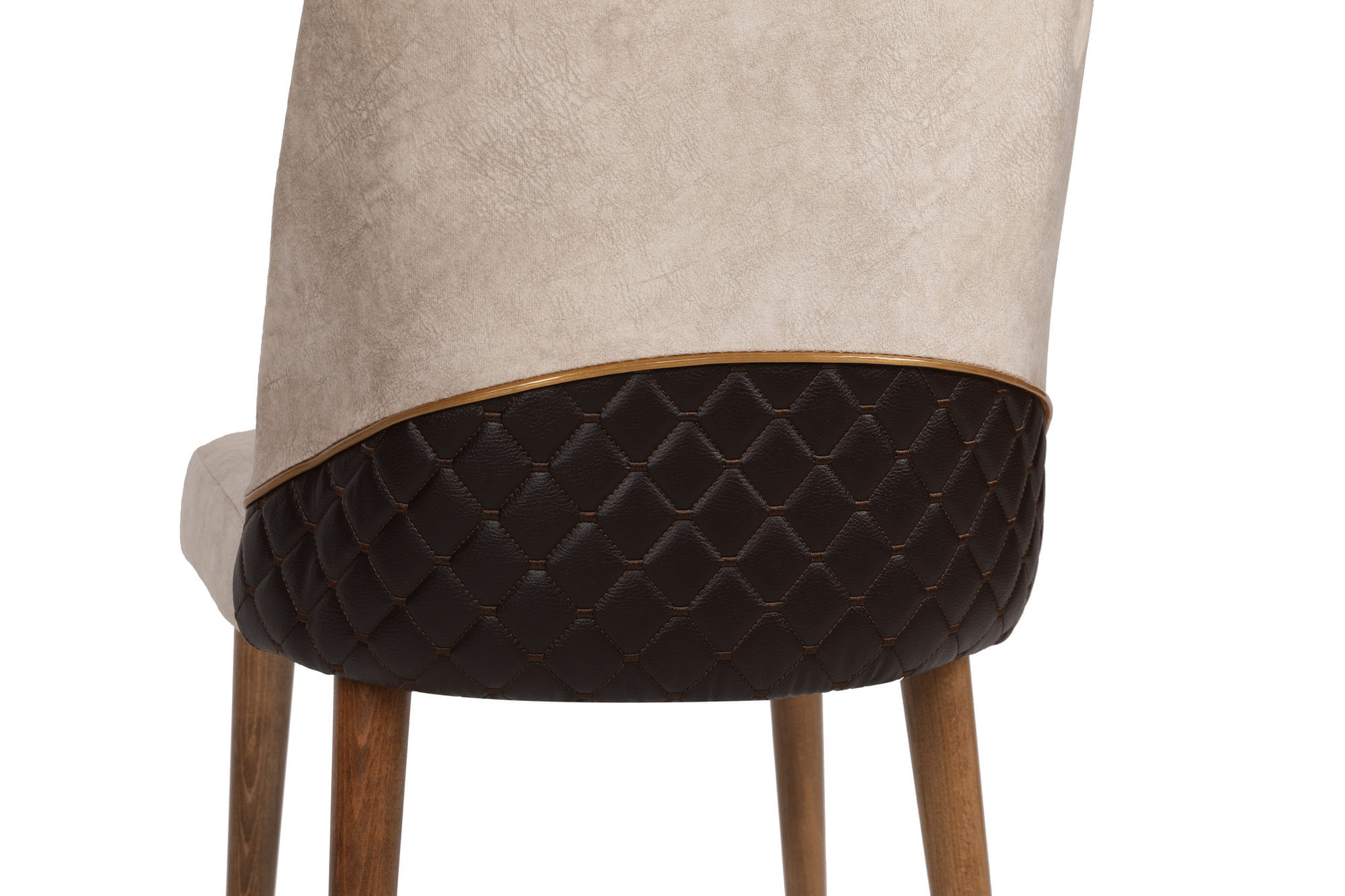 Set scaune, Hanah Home, catifea, crem si nuc, 50x49x90 cm, 974NMB1205 — imaginea 6