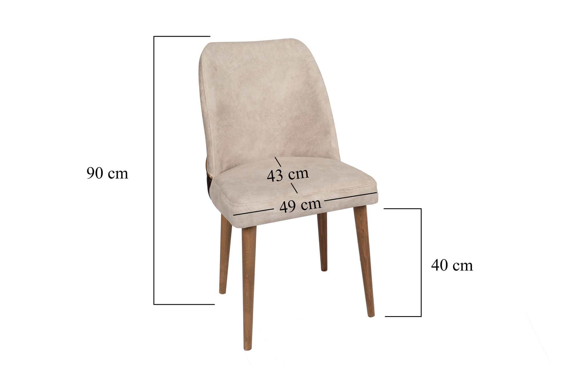 Set scaune, Hanah Home, catifea, crem si nuc, 50x49x90 cm, 974NMB1205 — imaginea 8
