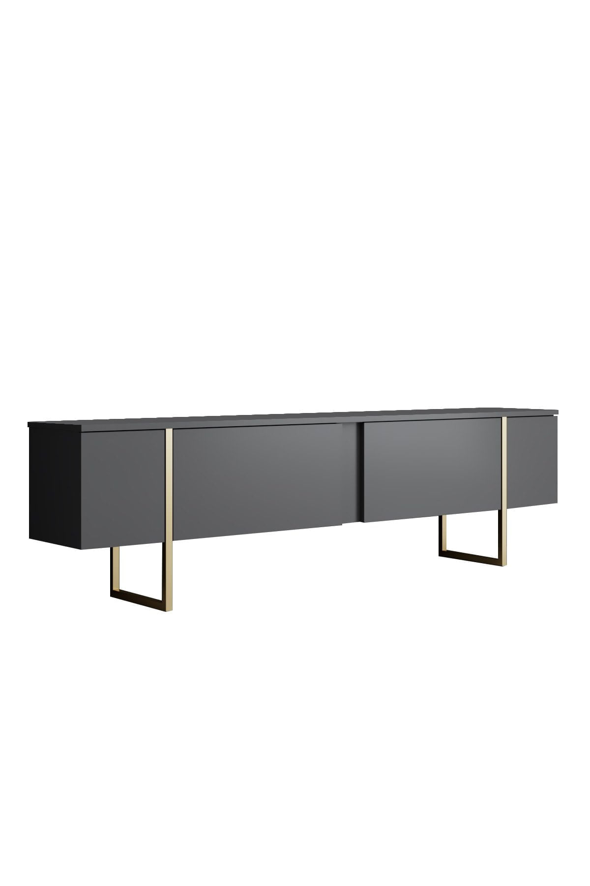 Set mobilier living, Hanah Home, pal melaminat, antracit, auriu, picioare metalice - imagine 10