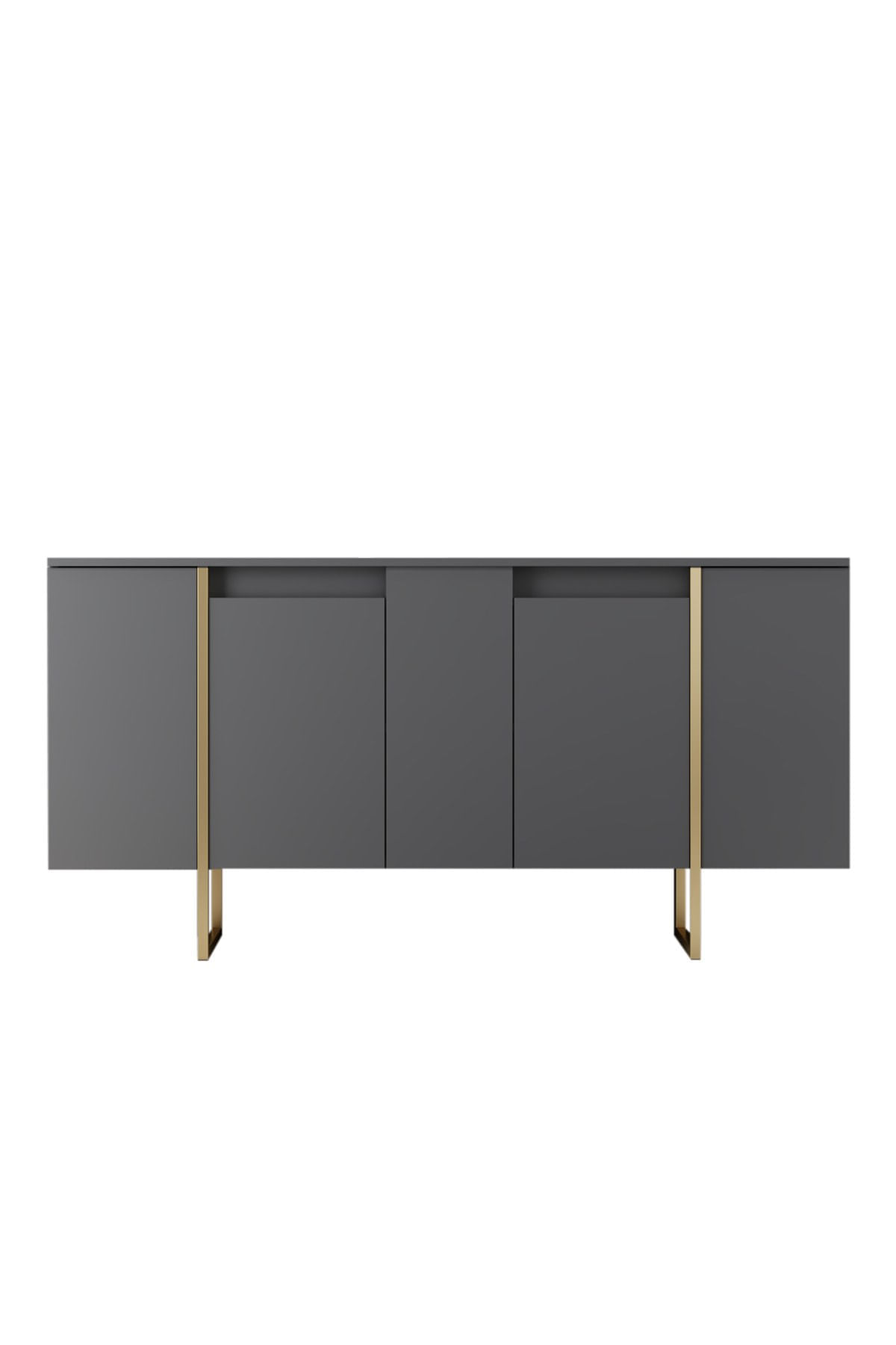 Set mobilier living, Hanah Home, pal melaminat, antracit, auriu, picioare metalice - imagine 11