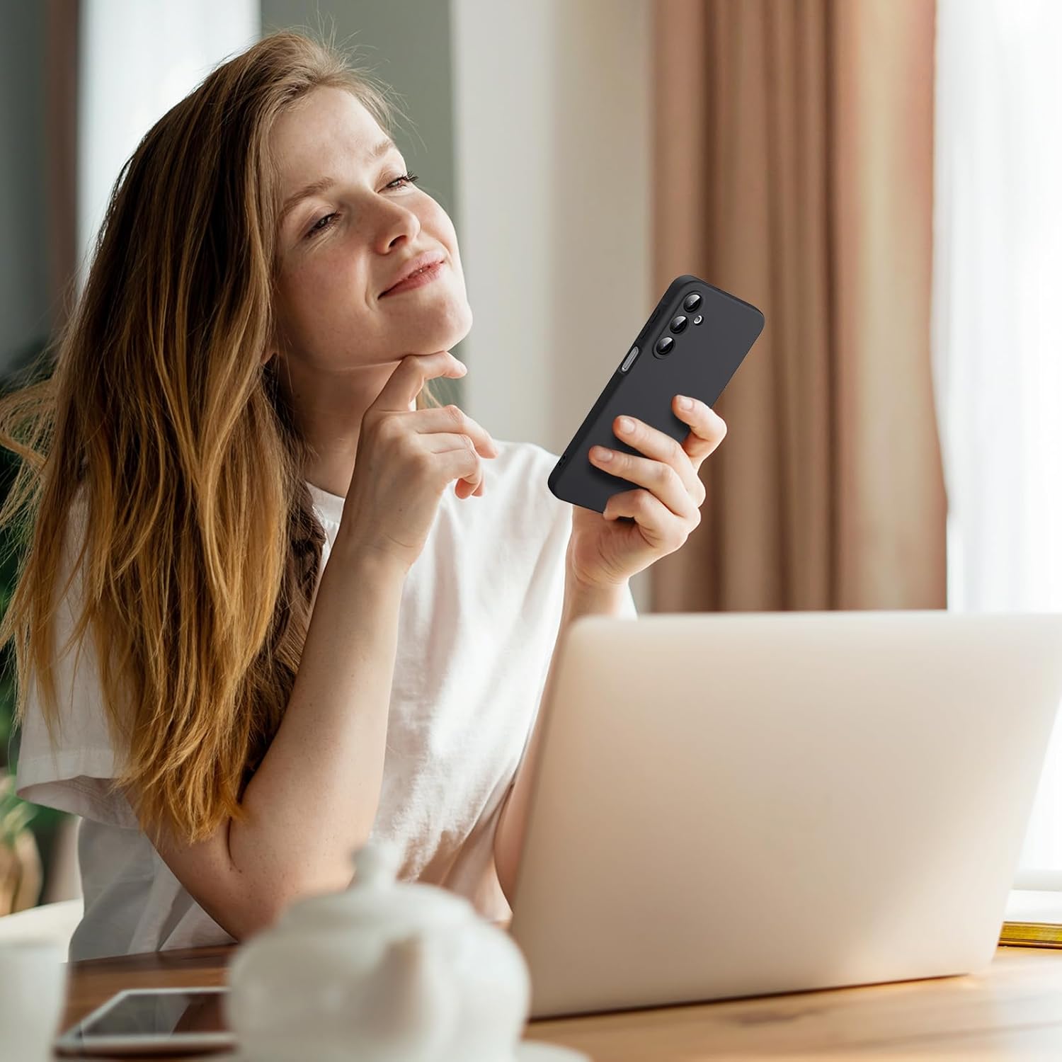 Husa Soft Touch, slim, ALC Mobile, anti soc, compatibila cu Samsung Galaxy S25, Negru Tpu - imagine 3