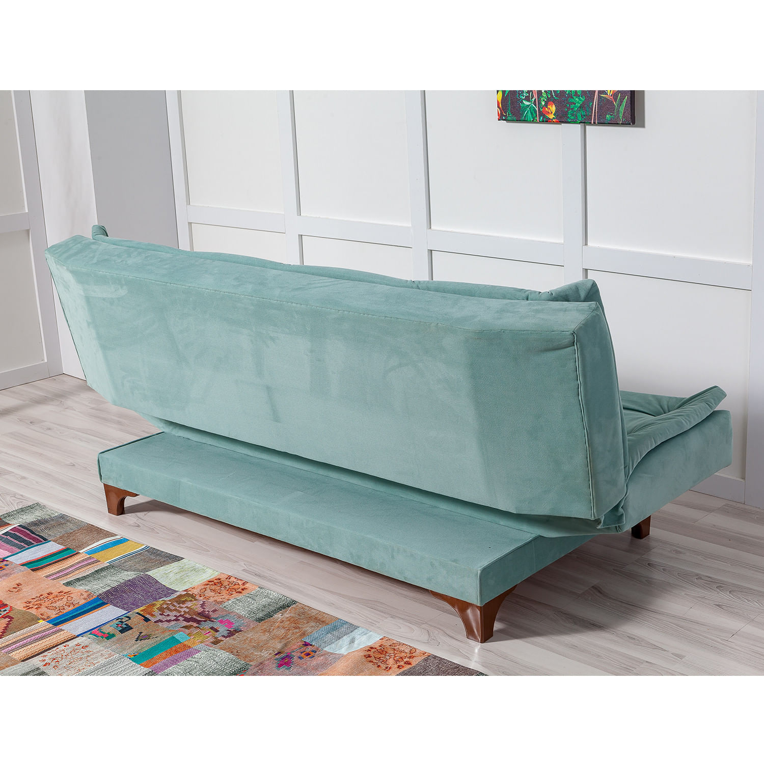 Canapea extensibila 3 locuri, Atelier Del Sofa, lemn de pin, verde marin, 190x85x90 cm - 3 | YEO