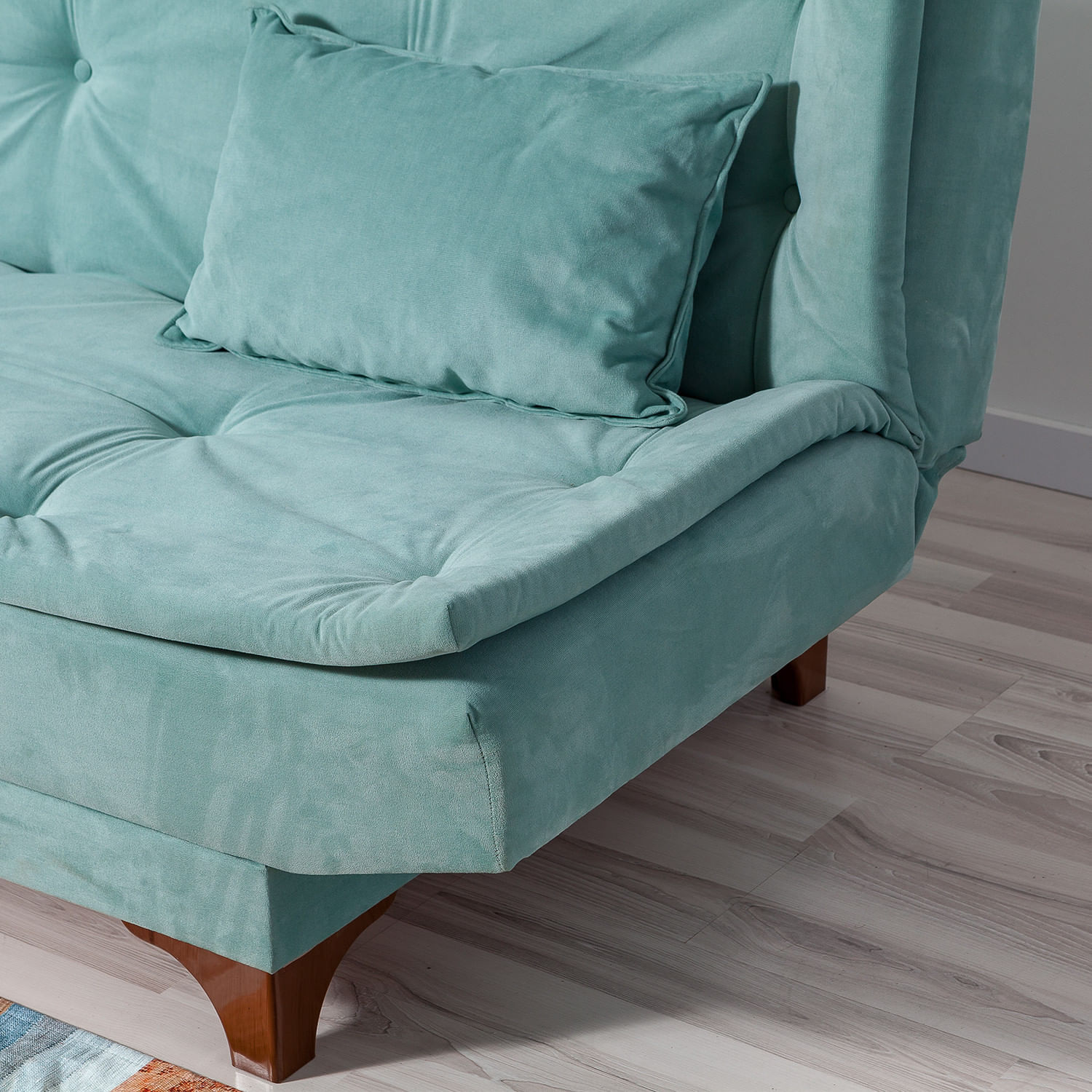 Canapea extensibila 3 locuri, Atelier Del Sofa, lemn de pin, verde marin, 190x85x90 cm - 4 | YEO