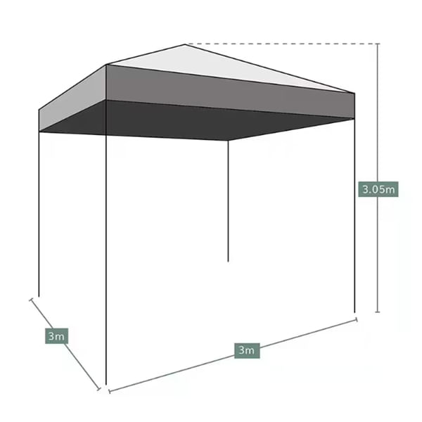 Cort pavilion pliabil, 3x3 m, cadru metal cu panza impermeabila pentru Curte, Gradina, Evenimente, Albastru — imaginea 4