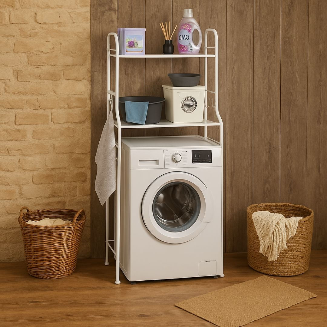 Raft de depozitare metalic, 3 polite, pentru masina de spalat, Storage Solutions, 65x38x185 cm — imaginea 2