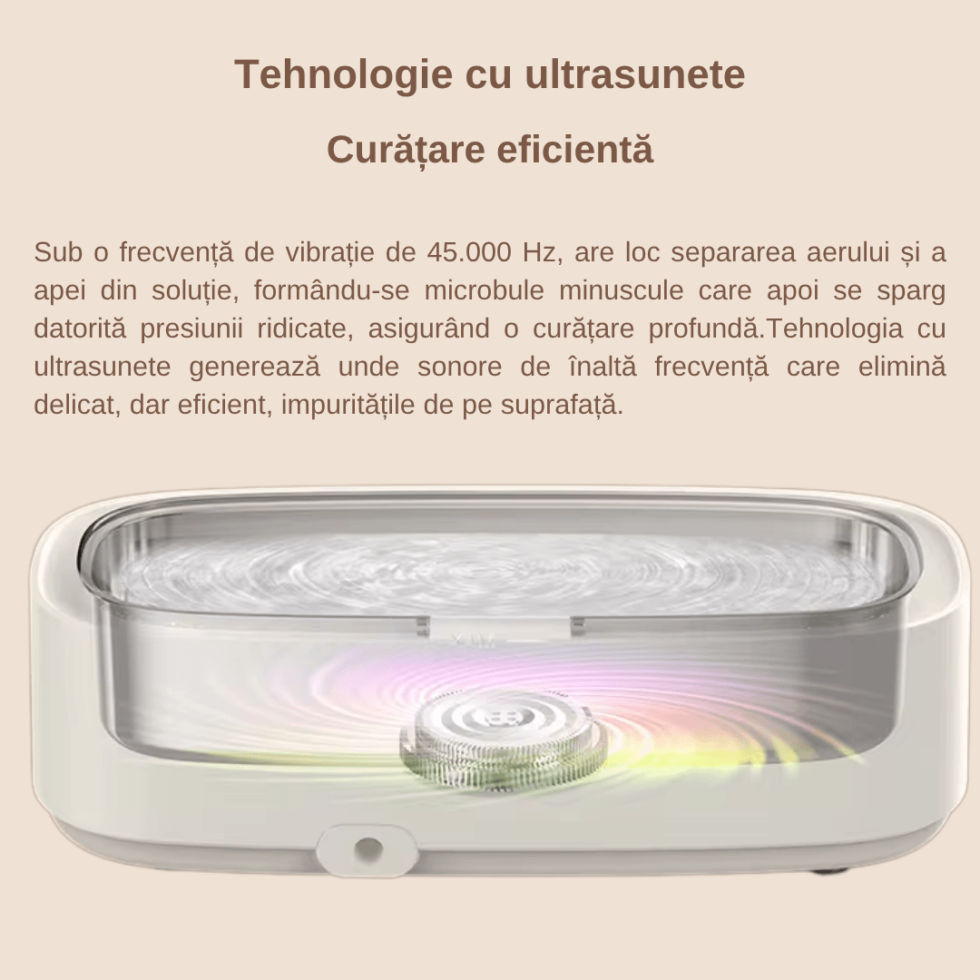 Aparat de Curatare Bijuterii cu Ultrasunete LUDORA®, Inox, 45kHz, 4 Moduri de Curatare, Sterilizare si Dezinfectare