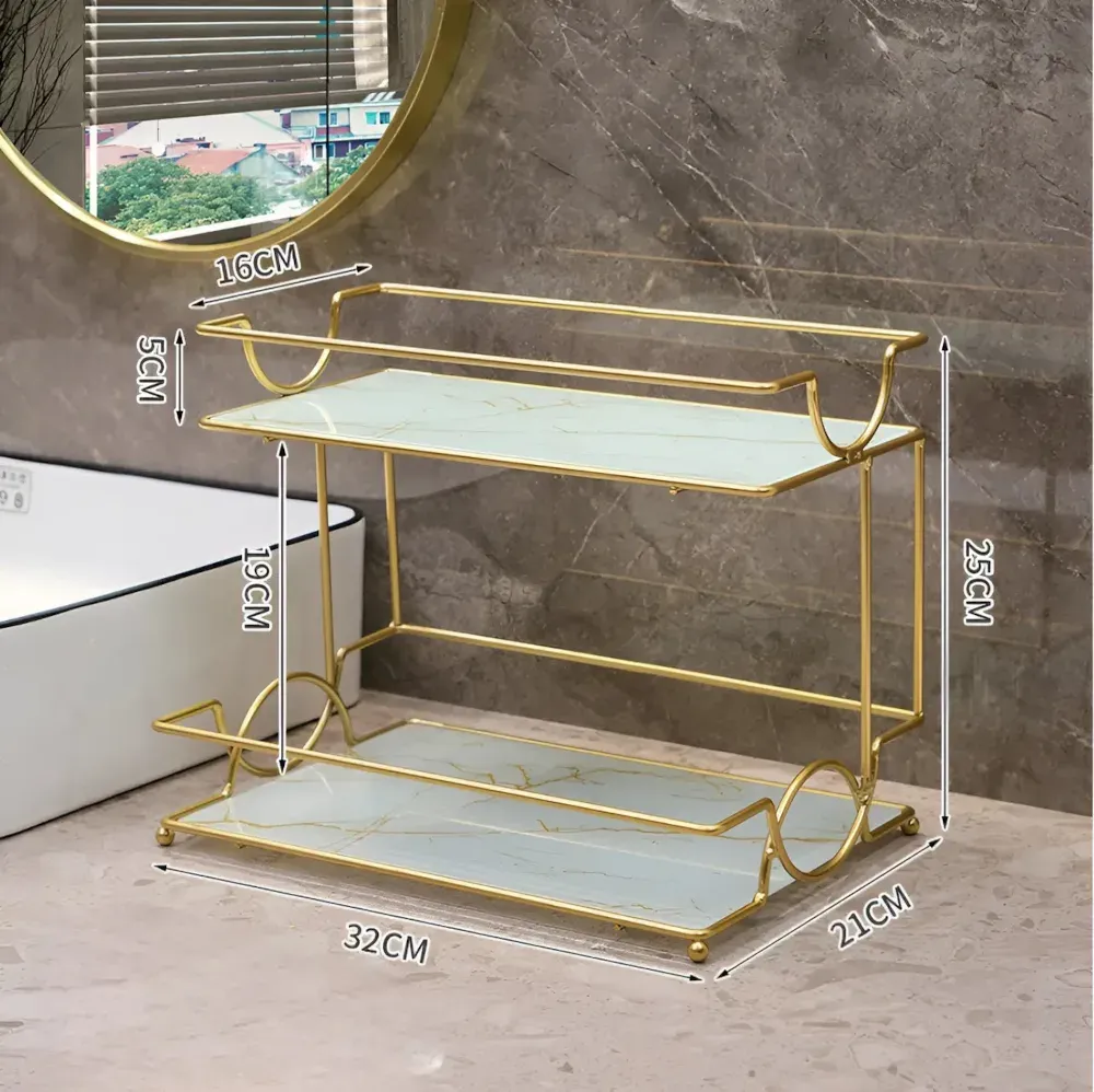 Raft metalic multifunctional, cu 2 polite, dimensiuni 32x21x25,5cm, Ariu/Alb ABYZ™ — imaginea 6