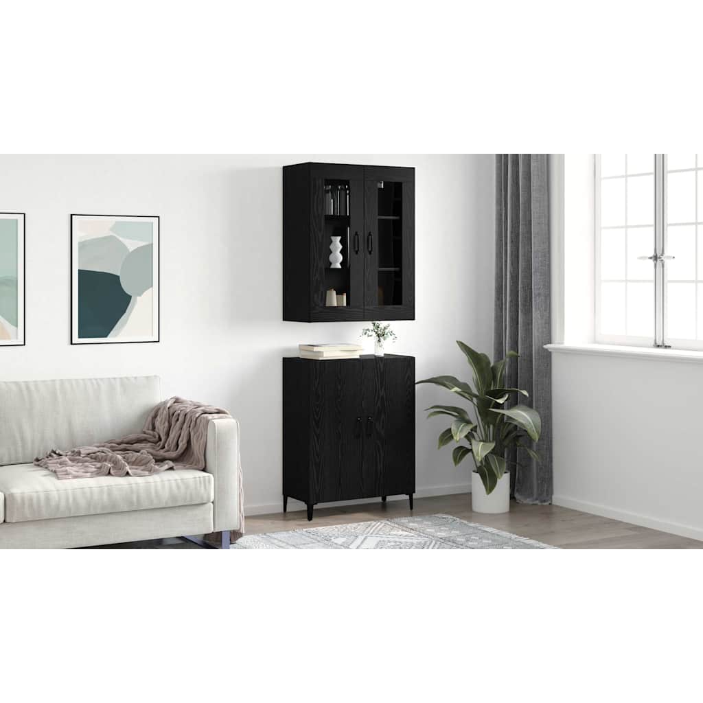Bufet cu raft Stejar negru 69.5 x 34 x 90 cm Lemn compozit — imaginea 4