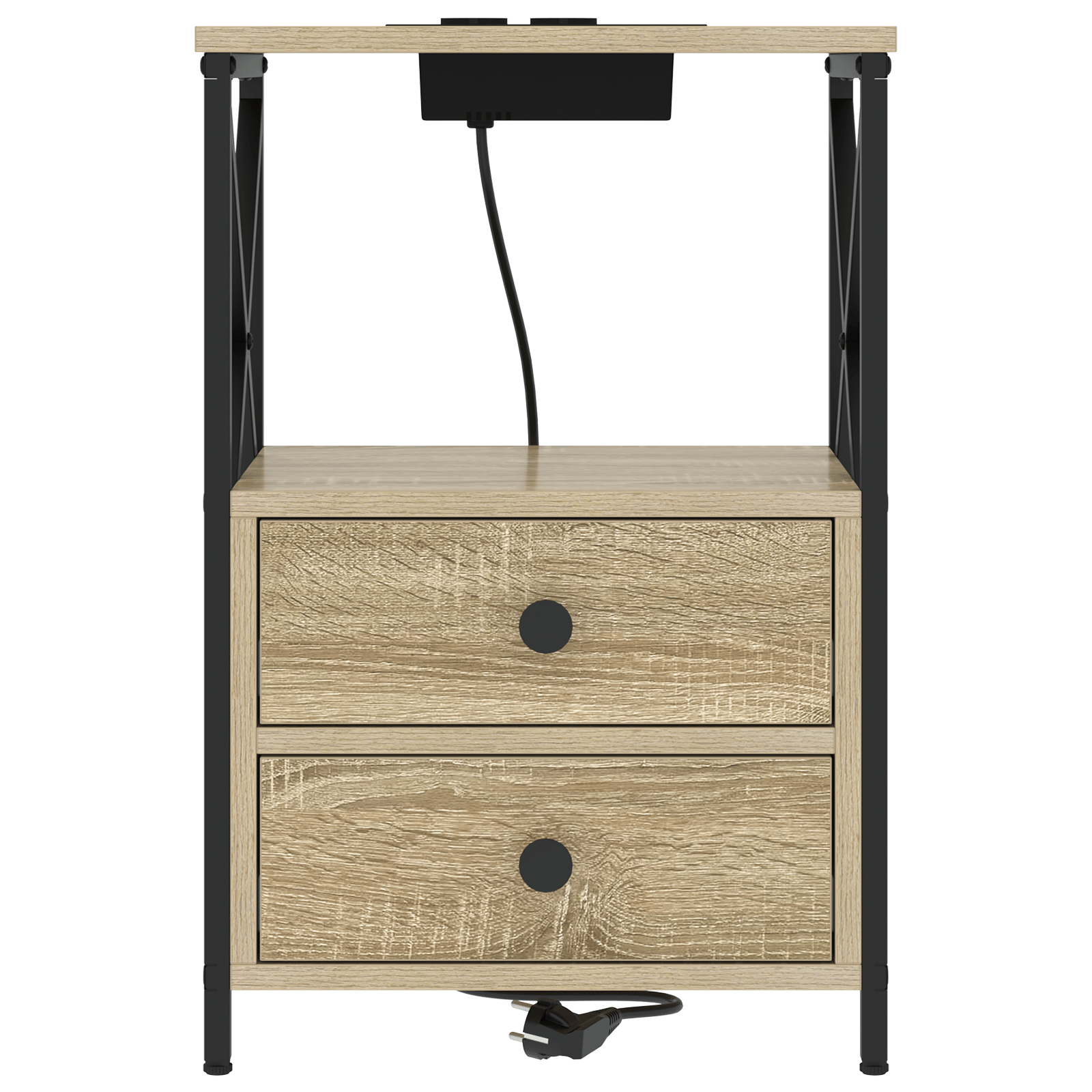 Cabinet de noptiere cu statie de incarcare 2 pcs Stejar sonoma — imaginea 7