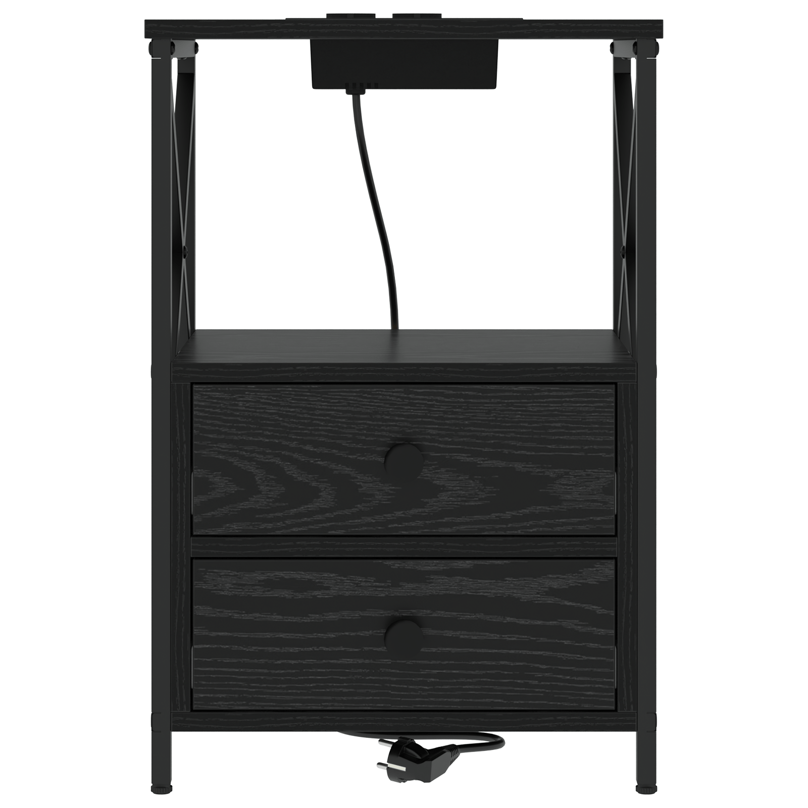 Cabinet de noptiere cu statie de incarcare 2 pcs Stejar negru — imaginea 7