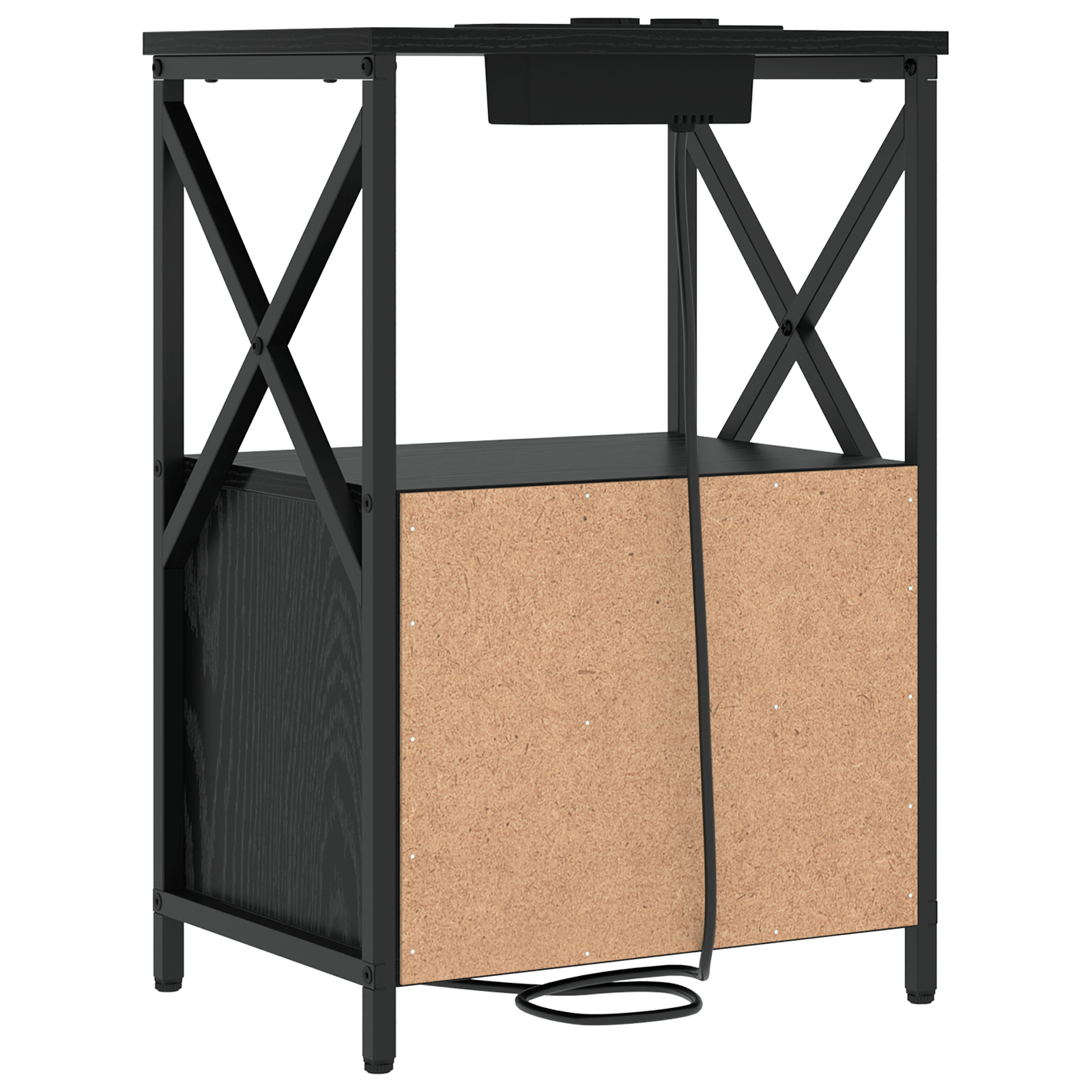Cabinet de noptiere cu statie de incarcare 2 pcs Stejar negru — imaginea 9