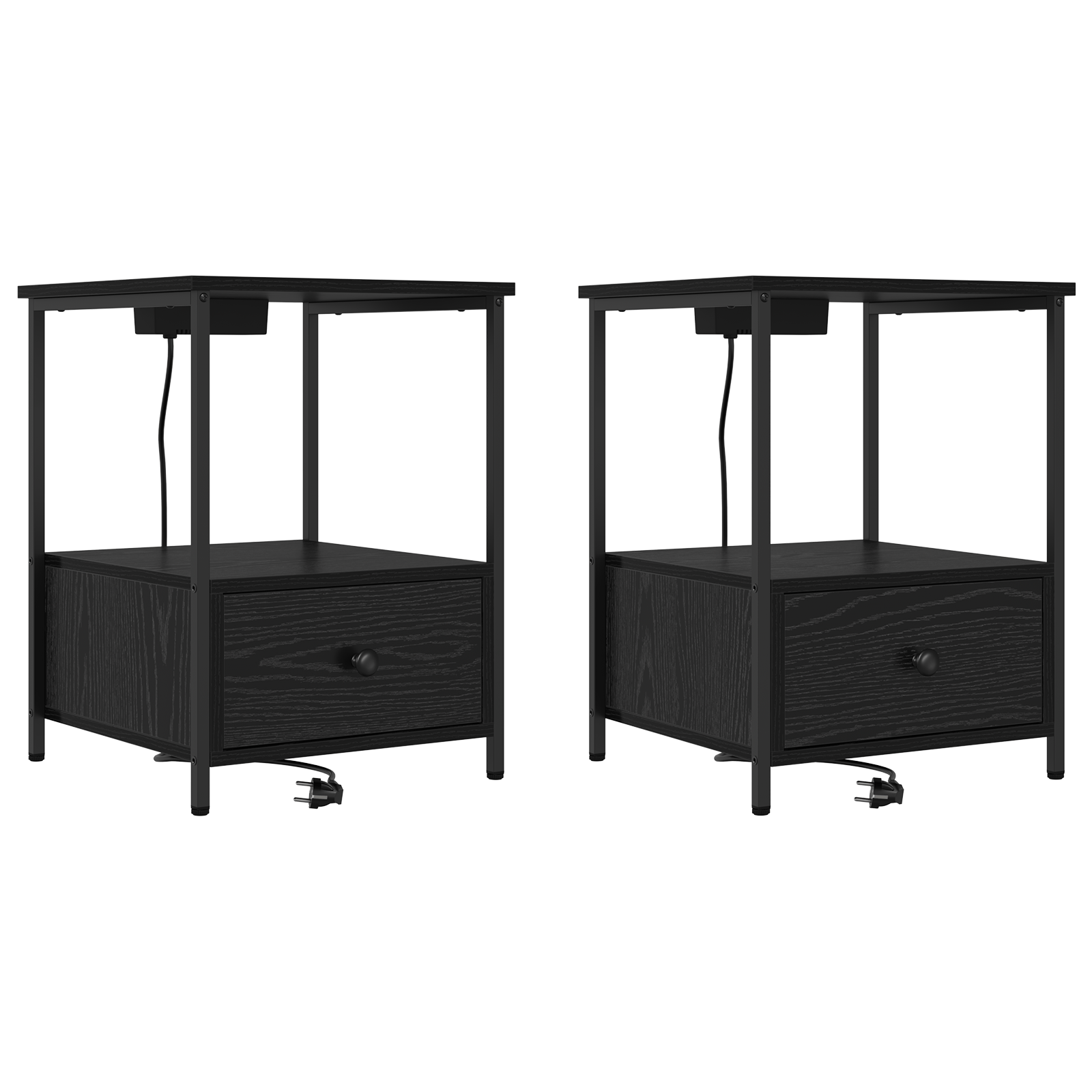 Cabinet de noptiere cu statie de incarcare 2 pcs Stejar negru — imaginea 2