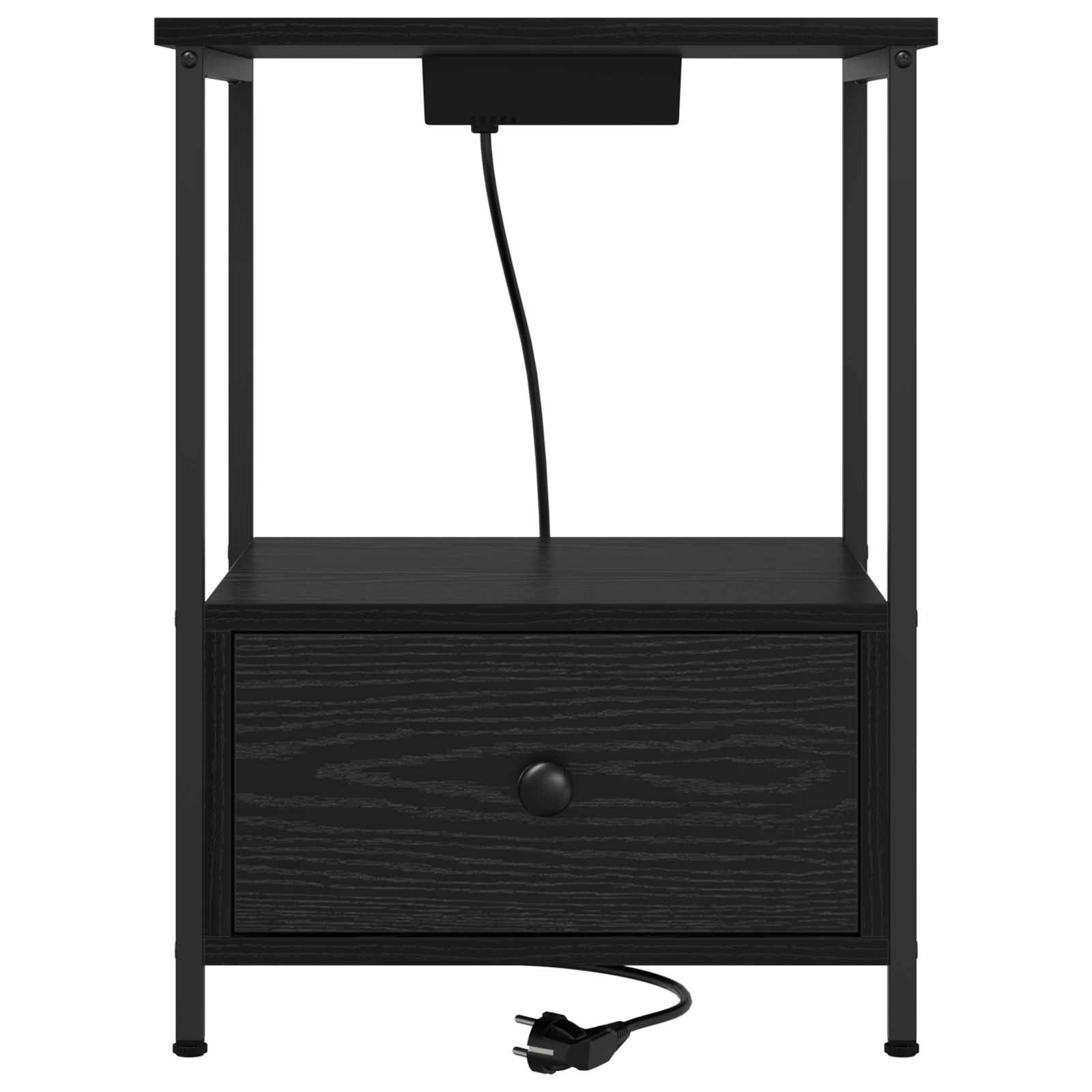 Cabinet de noptiere cu statie de incarcare 2 pcs Stejar negru — imaginea 7