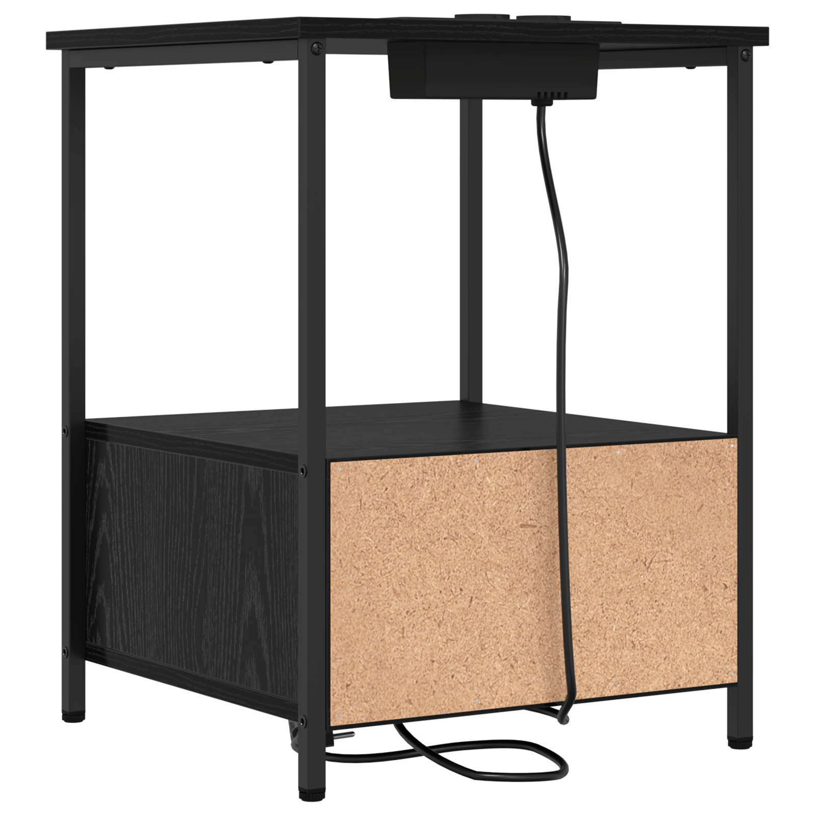 Cabinet de noptiere cu statie de incarcare 2 pcs Stejar negru — imaginea 9