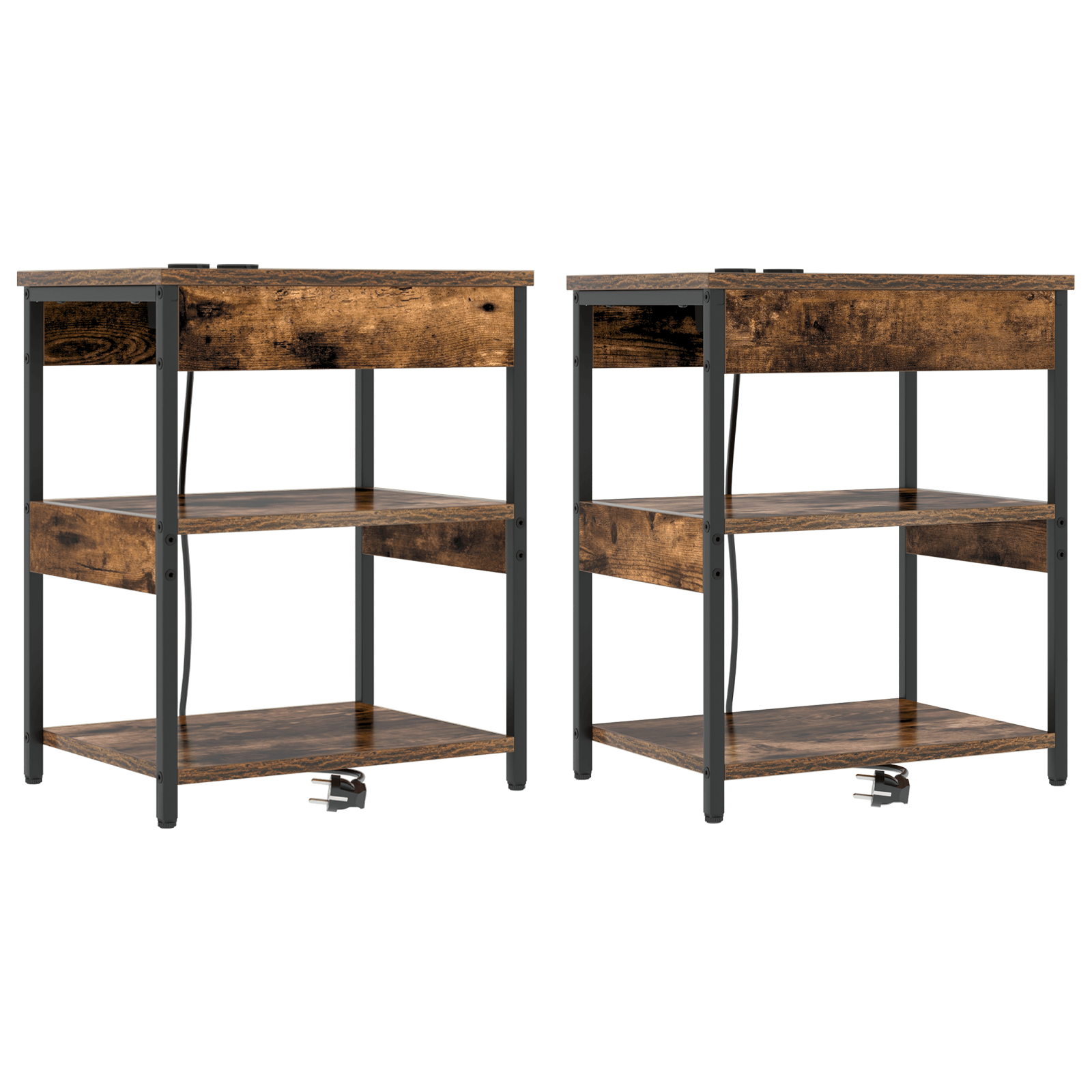 Noptiere 2 pcs Stejar afumat 41 x 31 x 51 cm Lemn compozit — imaginea 2