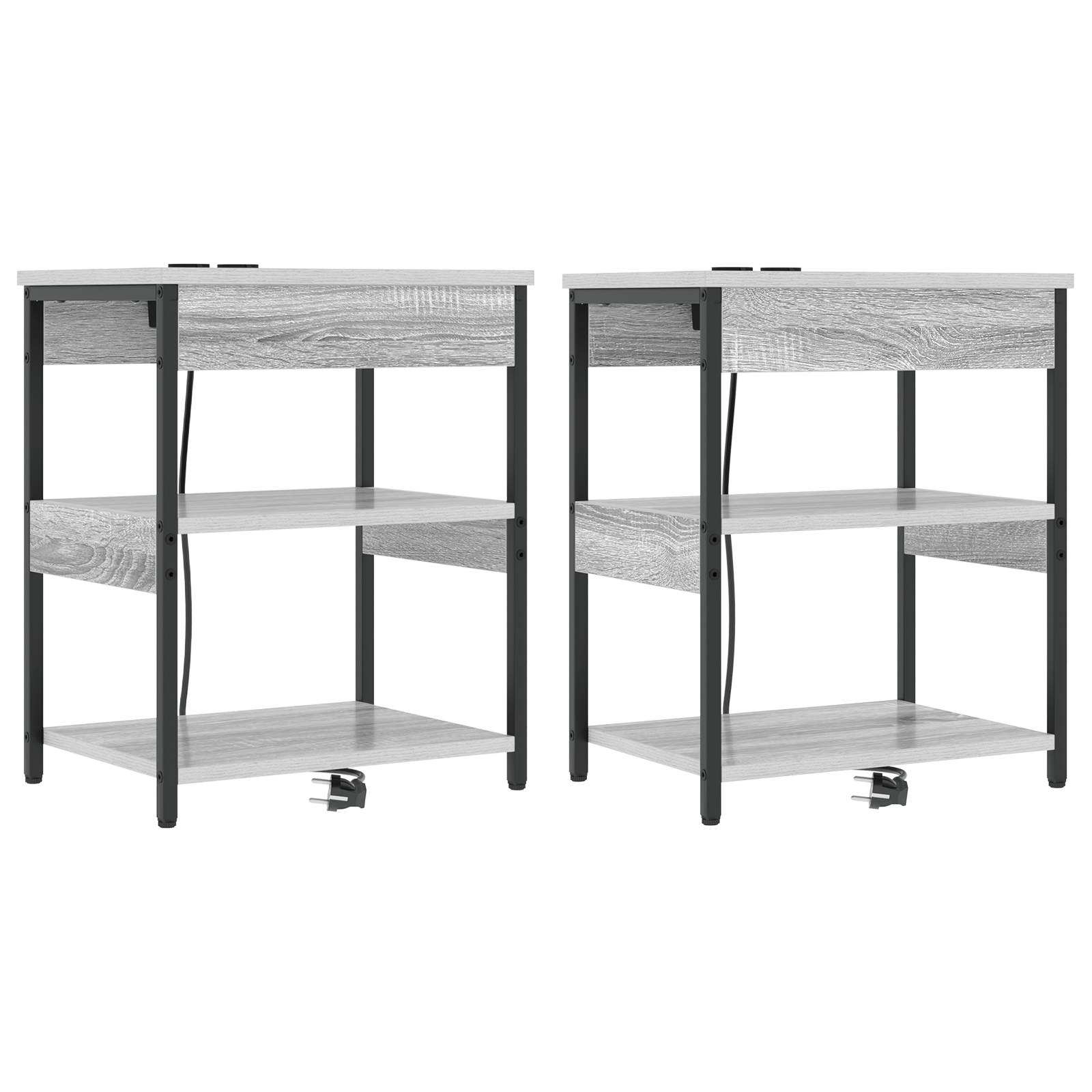 Noptiere 2 pcs sonoma gri 41 x 31 x 51 cm Lemn compozit — imaginea 2
