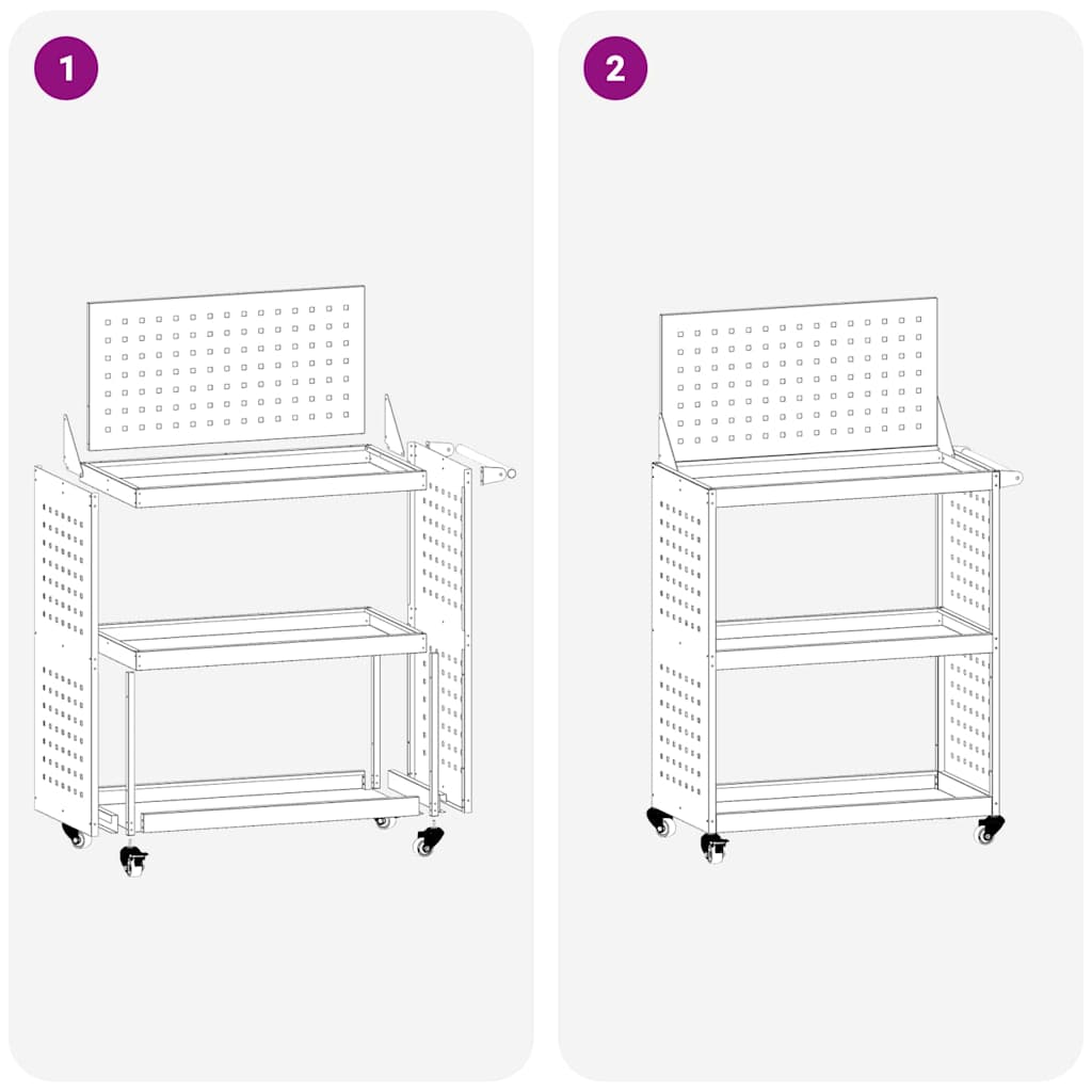 Carucior pentru unelte cu raft cu roata Negru 65 x 35 x 111 cm Metal — imaginea 11