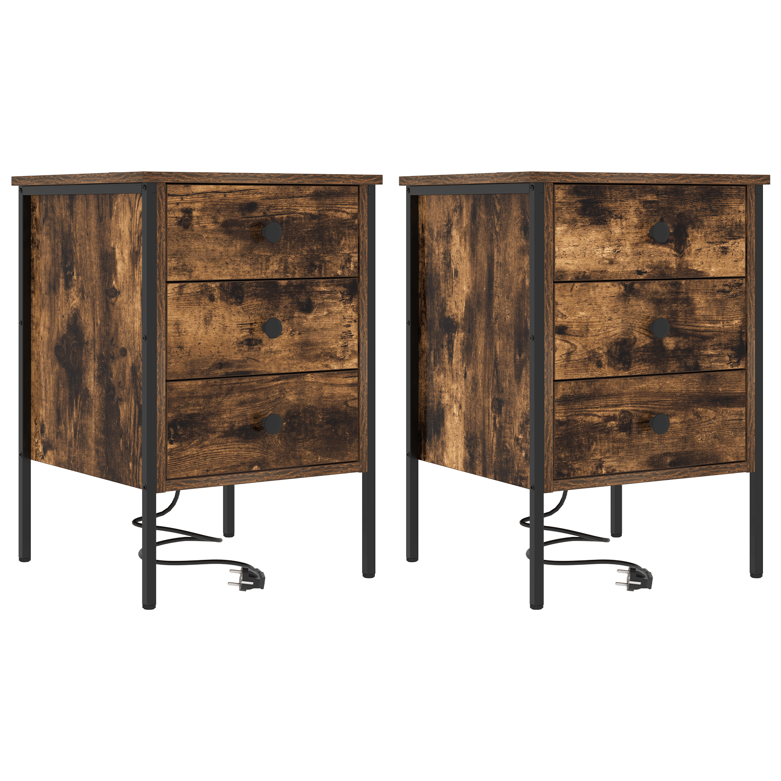 Noptiere 2 pcs Stejar afumat 42 x 41 x 61 cm Lemn compozit — imaginea 2