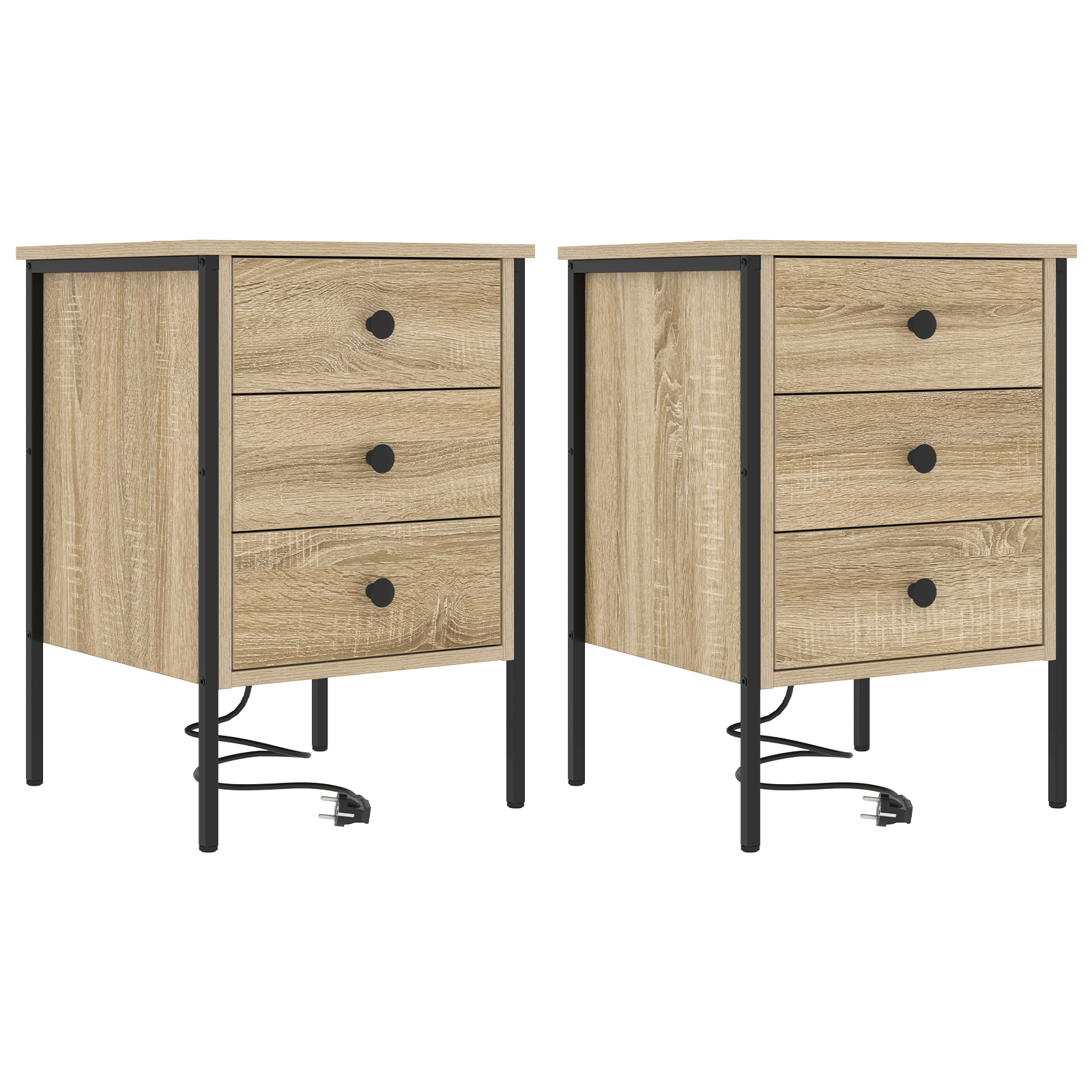 Noptiere 2 pcs Stejar sonoma 42 x 41 x 61 cm Lemn compozit — imaginea 2