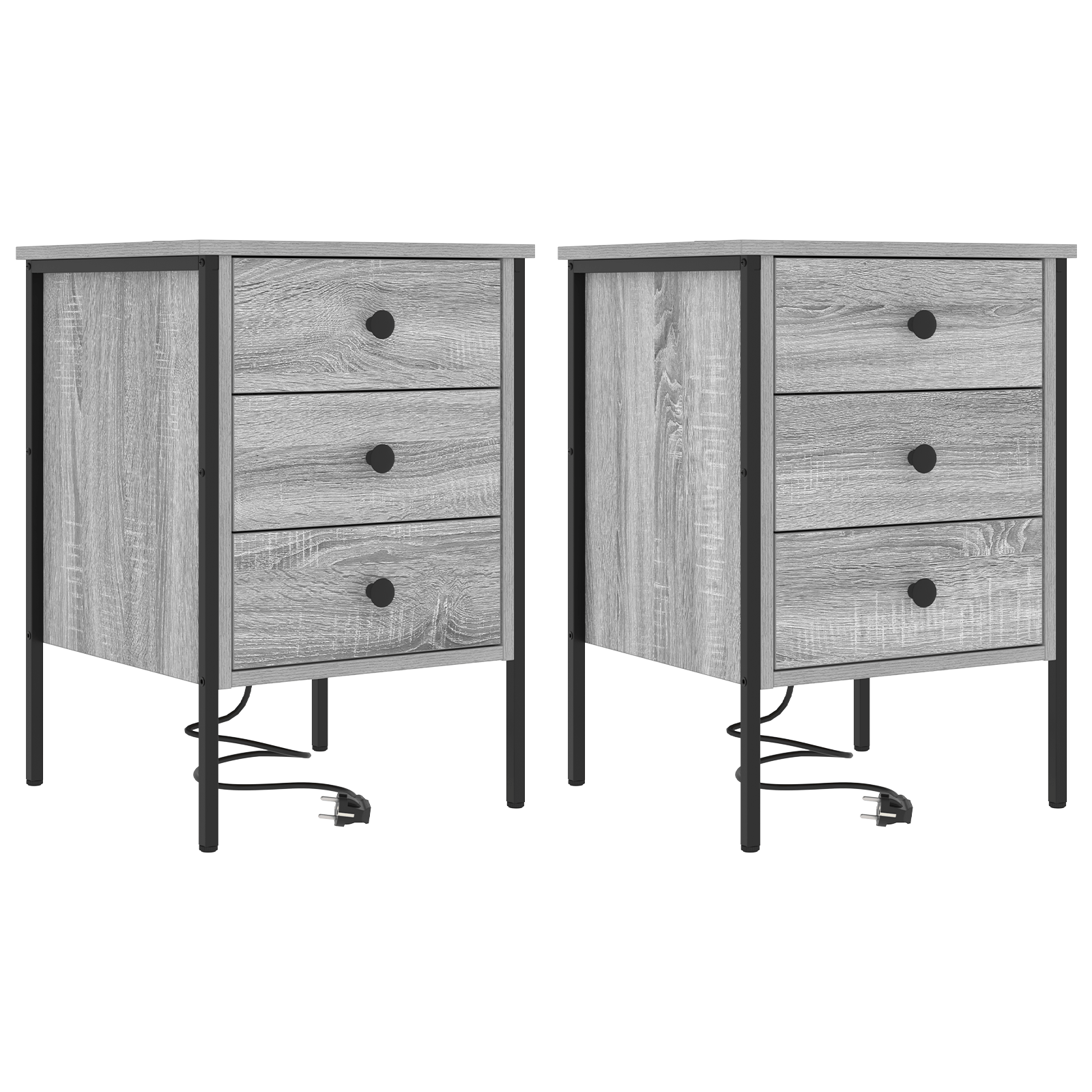Noptiere 2 pcs sonoma gri 42 x 41 x 61 cm Lemn compozit — imaginea 2