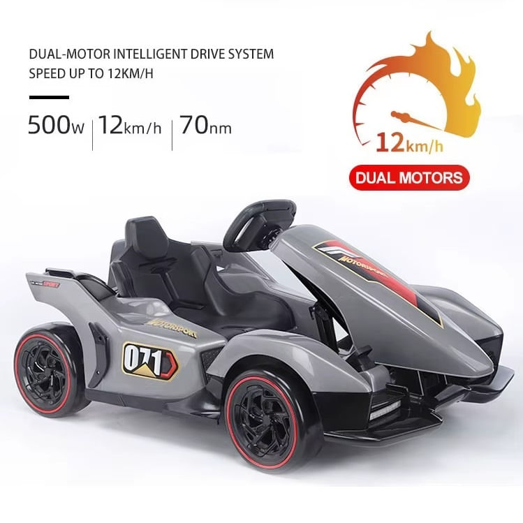 Masina de drift electrica, pentru copii 3 ani+, cu telecomanda, 8 km/h, lumini, Gri