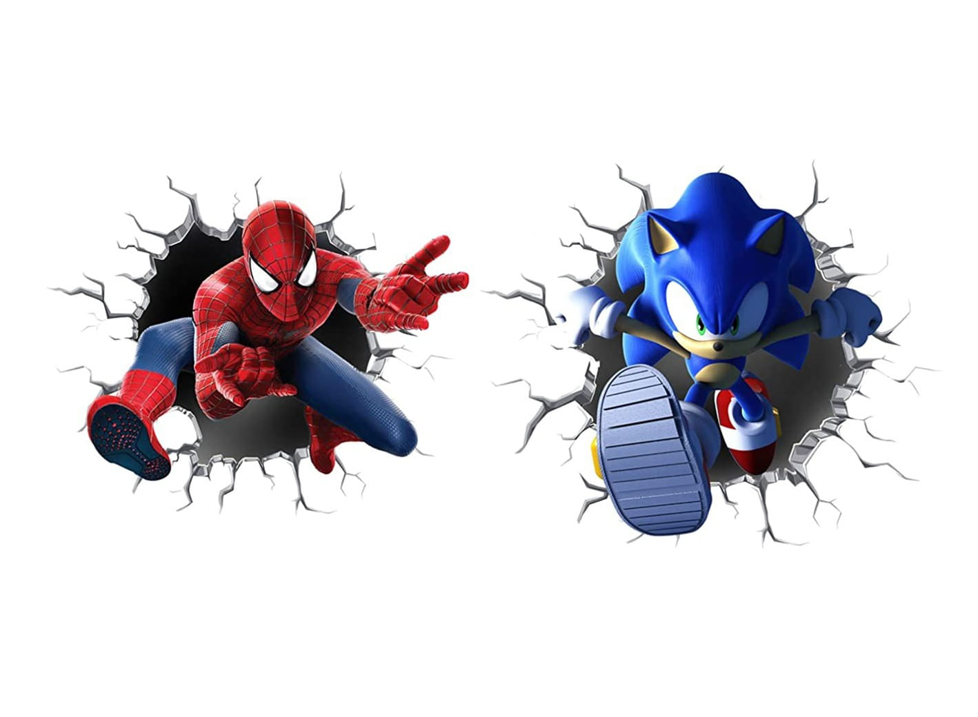 Sticker decorativ cu Sonic si Spiderman, 70 cm, 1116STK