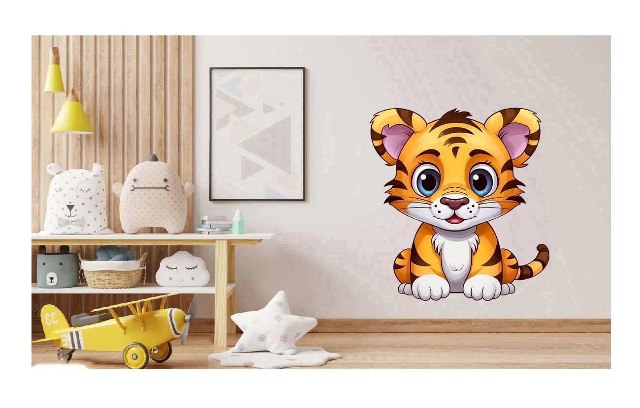 Sticker decorativ, Tigru, Portocaliu, 70 cm, 1293STK-6