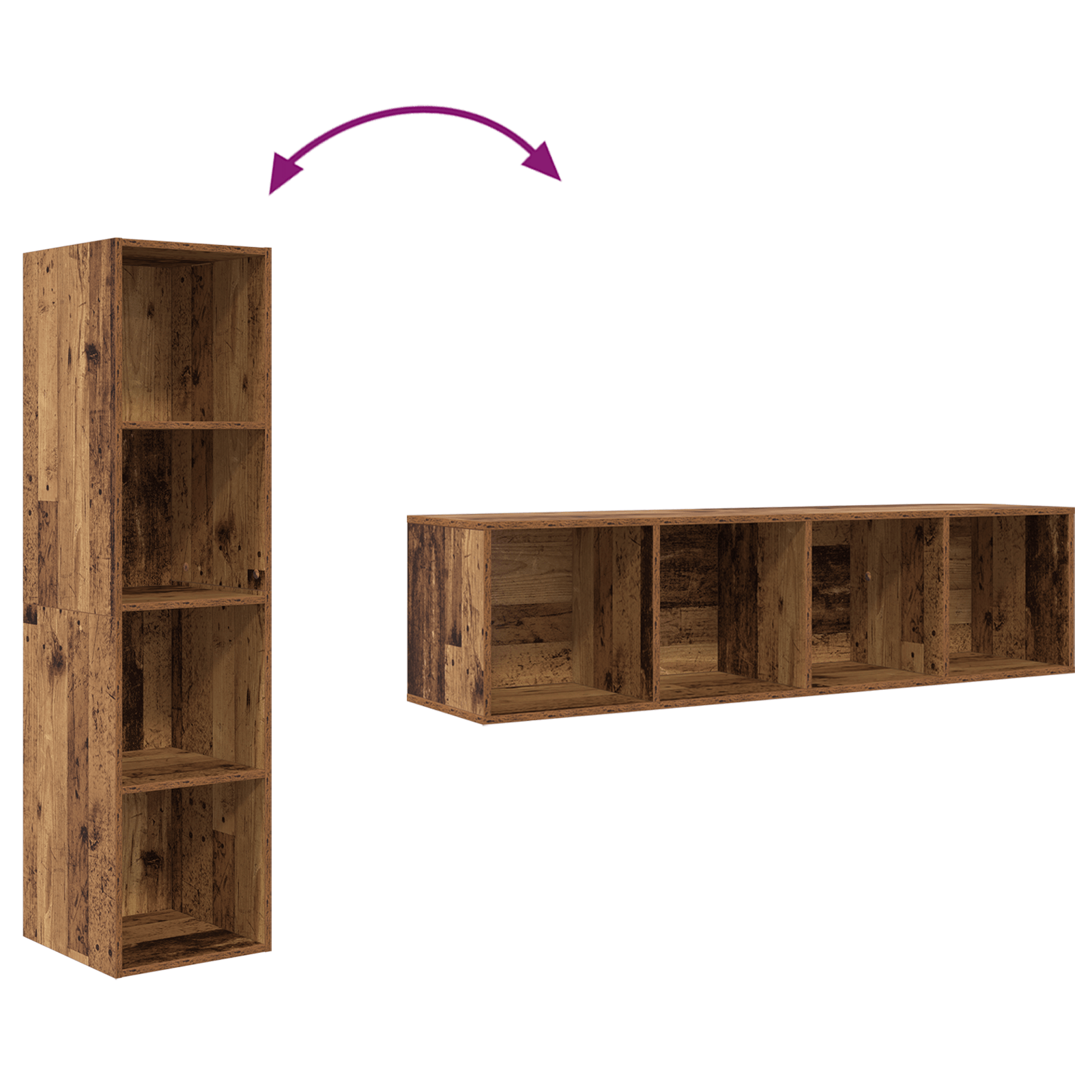Cabinet TV cu raft Lemn vechi 37 x 37 x 142.5 cm Lemn compozit — imaginea 13