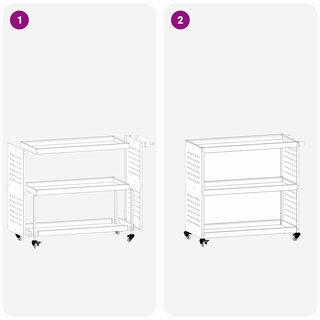 Carucior pentru unelte cu raft cu roata Antracit 75 x 35 x 73 cm Metal — imaginea 10