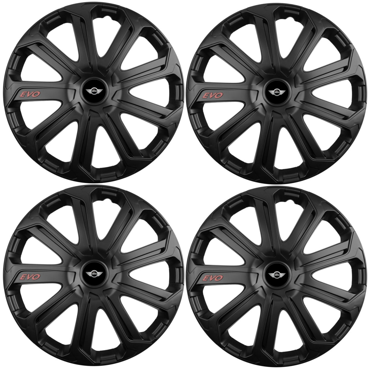 Set 4 Capace Roti Evo Negru R15, Pentru Mini